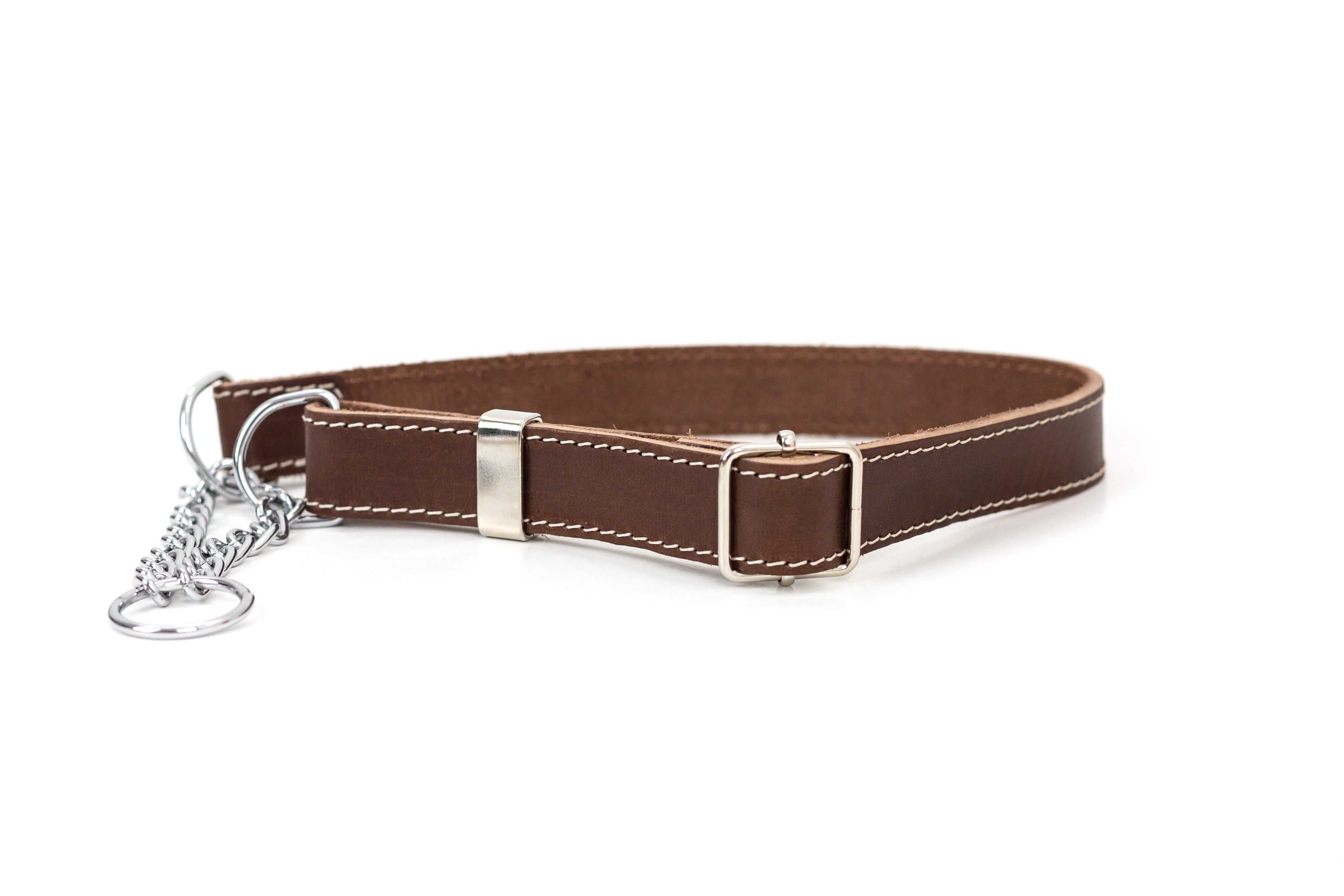 Martingale Chocolate Leather Dog Collar - Boske.store