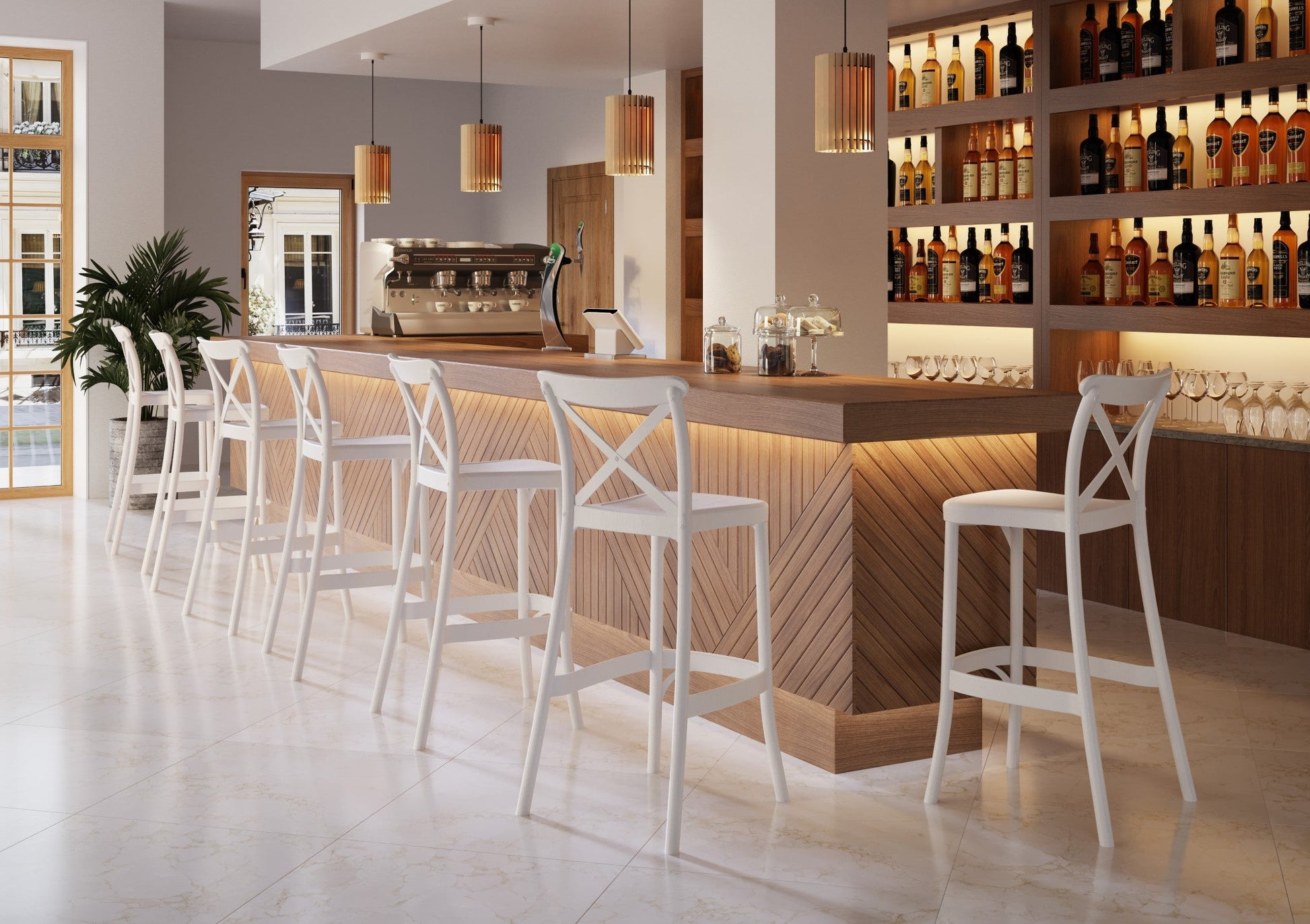Outdoor Bar Stool Crossback 30" - Set of 4 - Milan - Boske.store