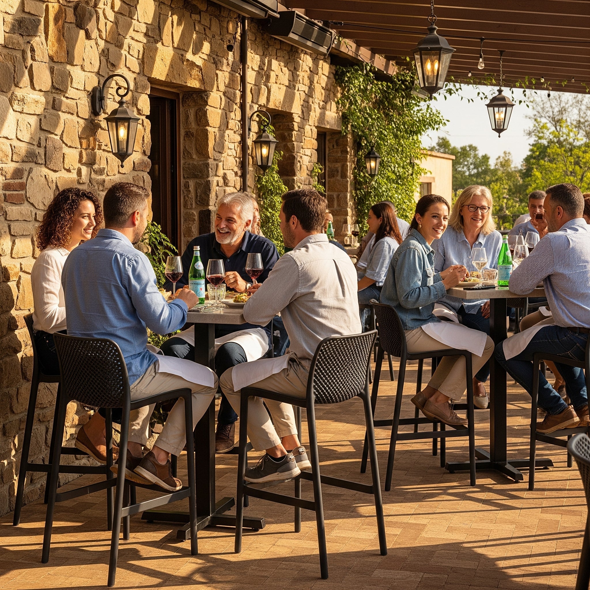 Commercial Grade 29" Outdoor Bar Stool - Set of 4: Netted - Boske.store