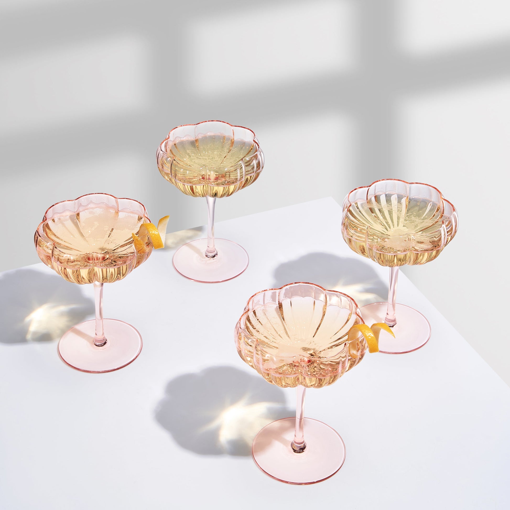 Flower Wave Champagne Coupe Cocktail Glassware, Set of 4 - Boske.store