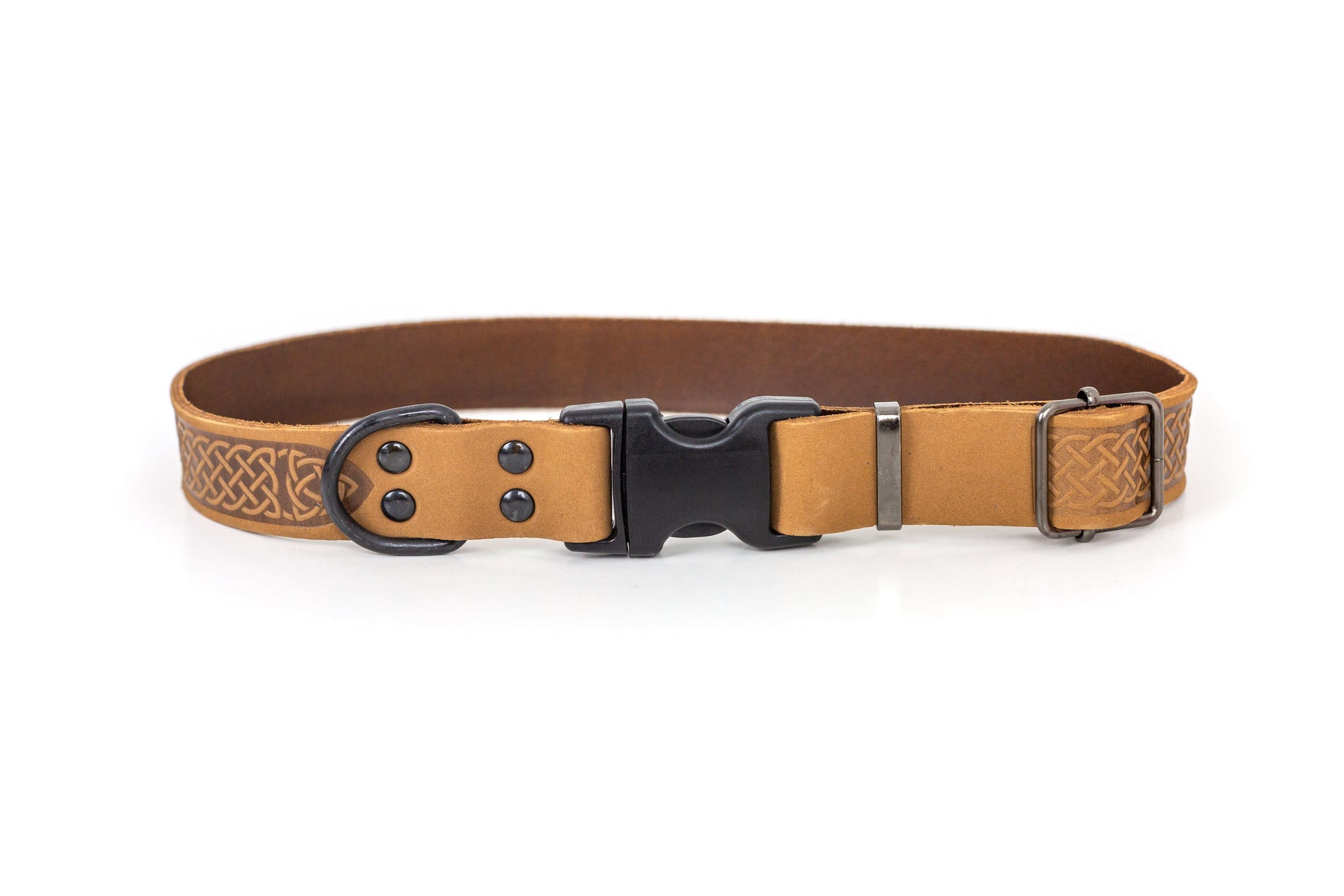 Celtic Sport Khaki Leather Dog Collar - Boske.store