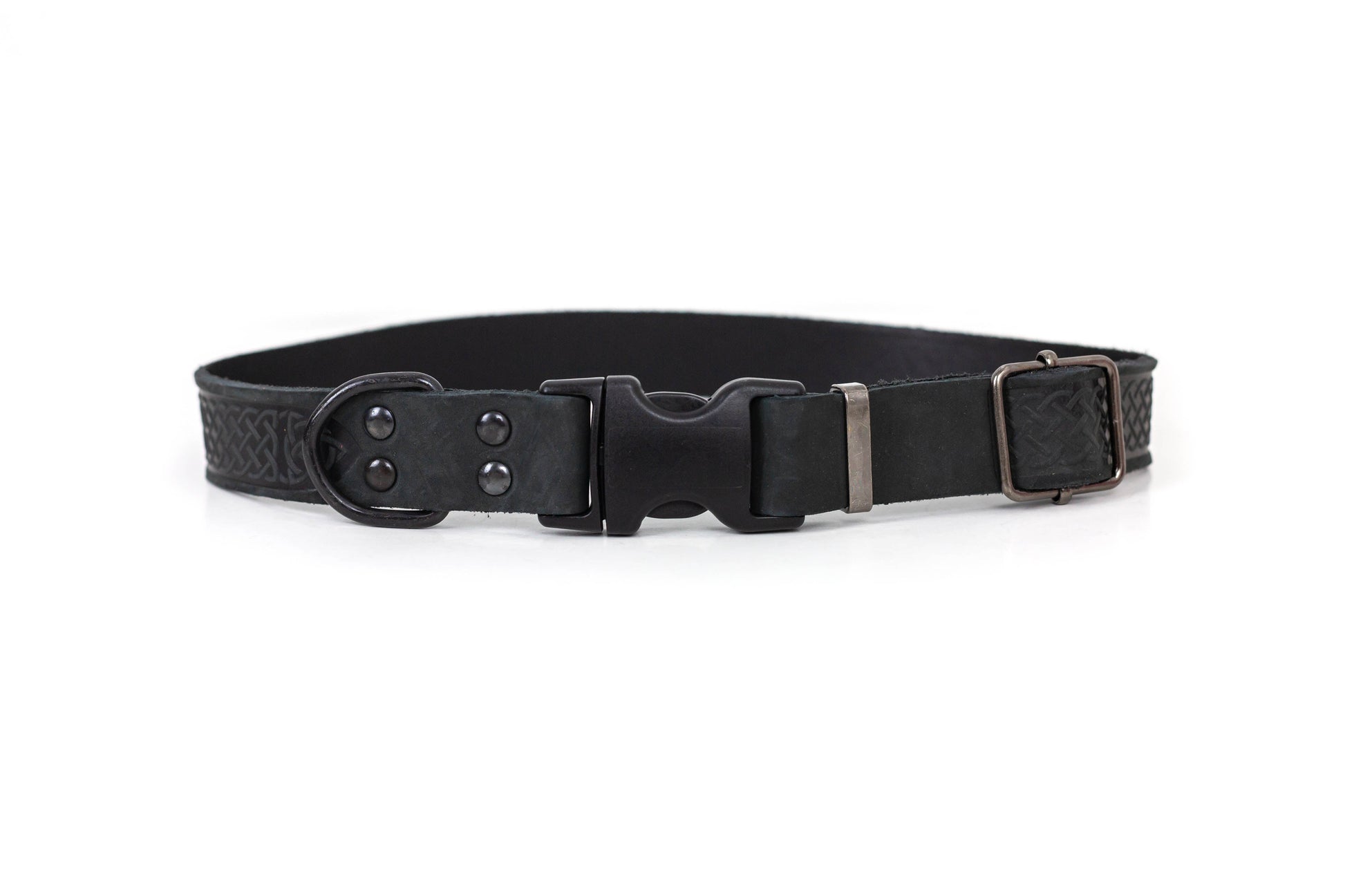 Celtic Sport Midnight Black Leather Dog Collar - Boske.store