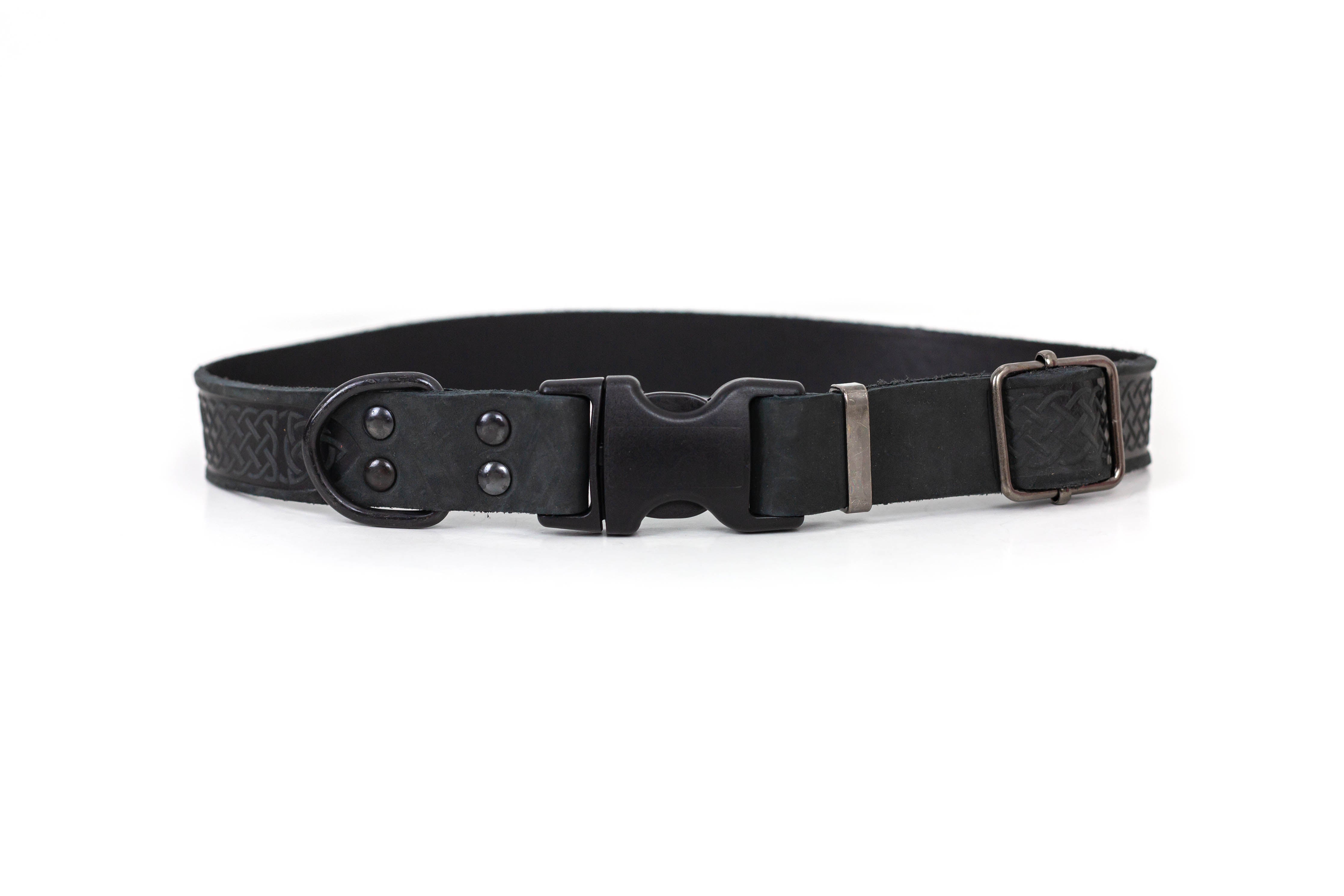 Celtic Sport Midnight Black Leather Dog Collar - Boske.store