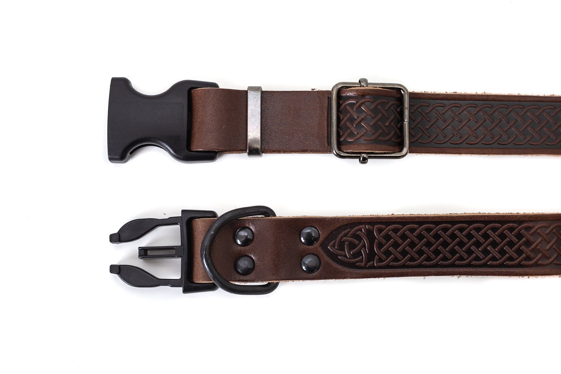 Celtic Sport Chocolate Leather Dog Collar - Boske.store