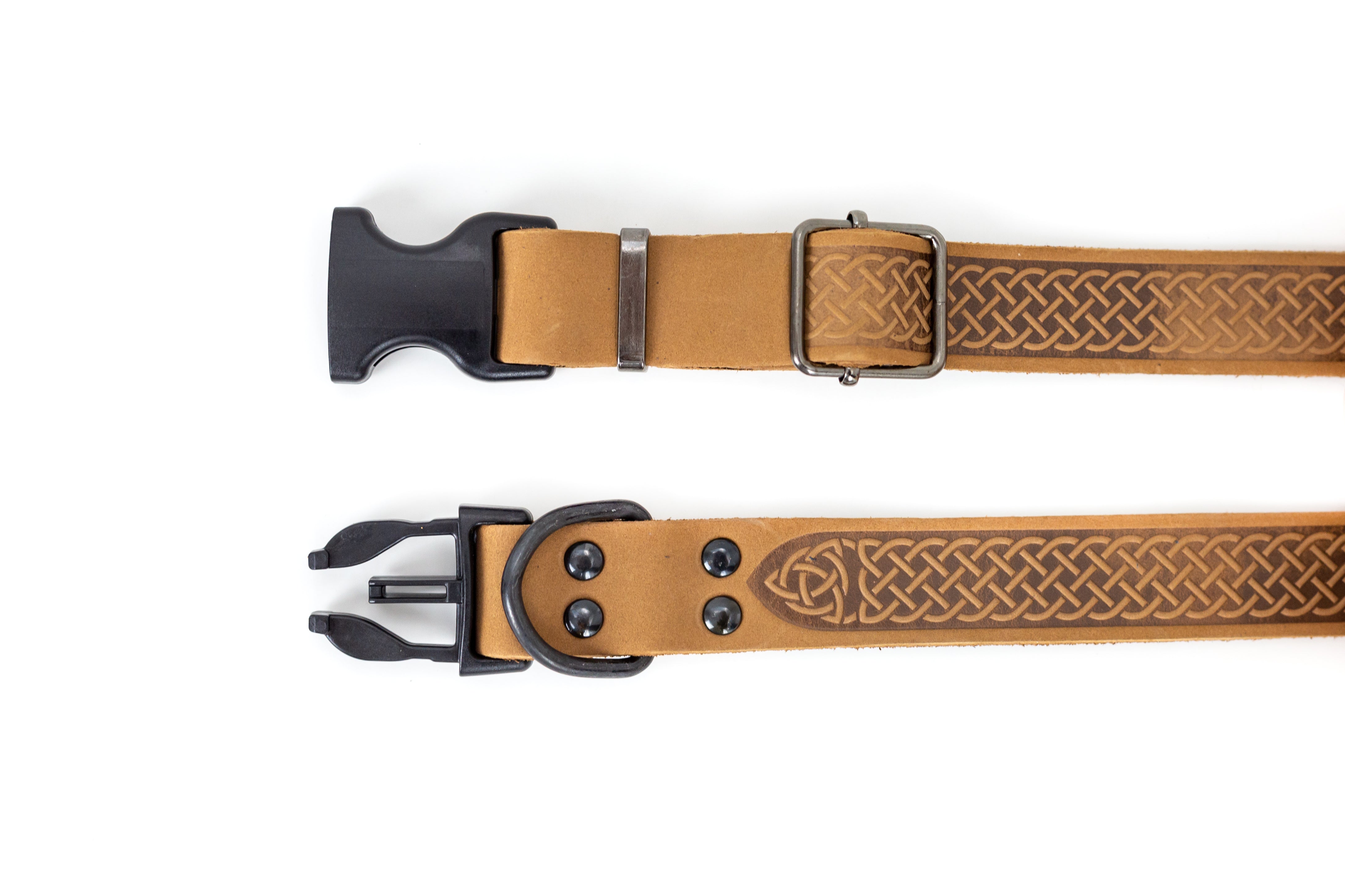 Celtic Sport Khaki Leather Dog Collar - Boske.store