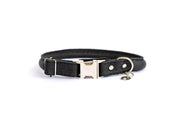Rolled Style Black Leather Quick - Release Dog Collar - Boske.store