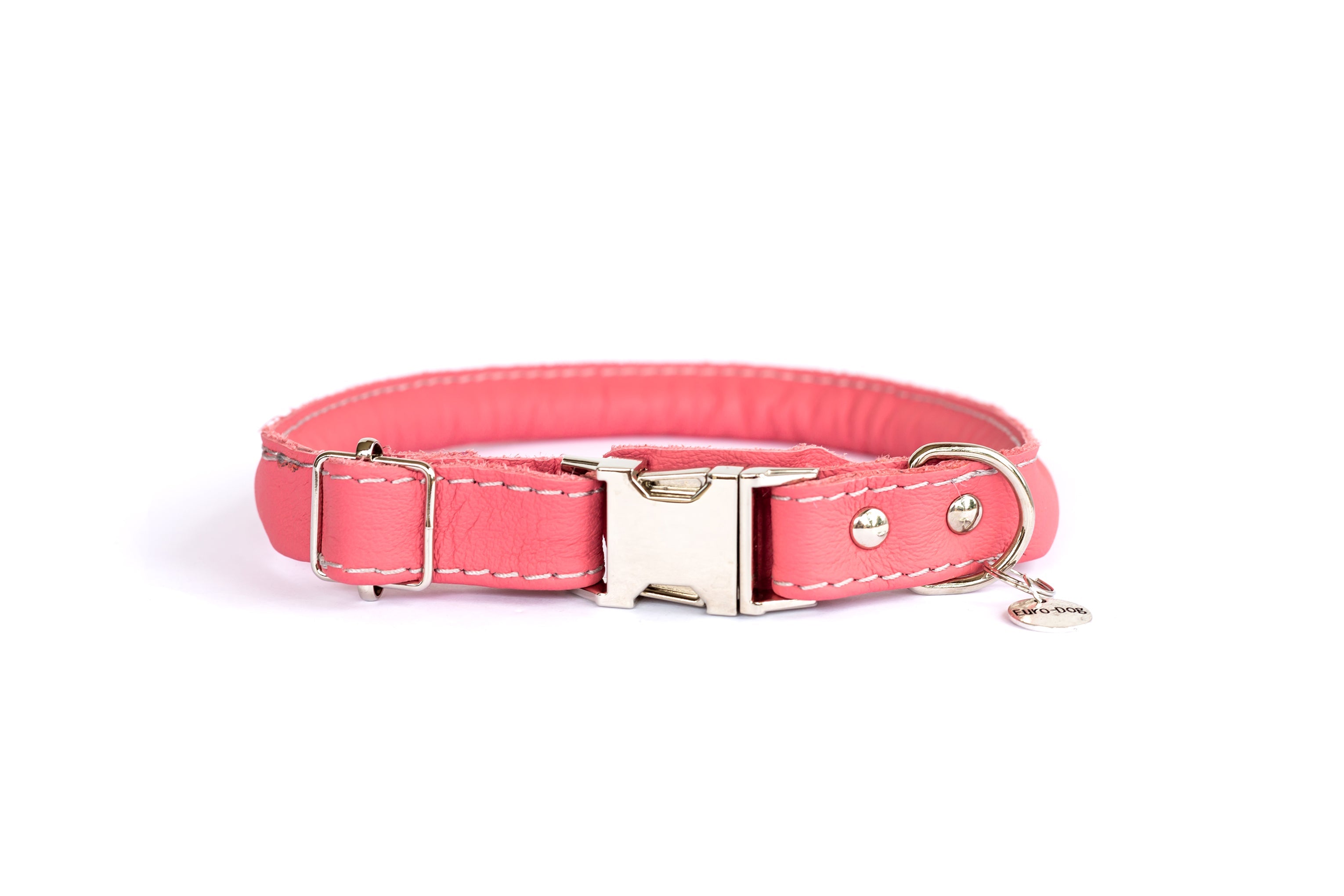 Rolled Style Pink Leather Quick - Release Dog Collar - Boske.store