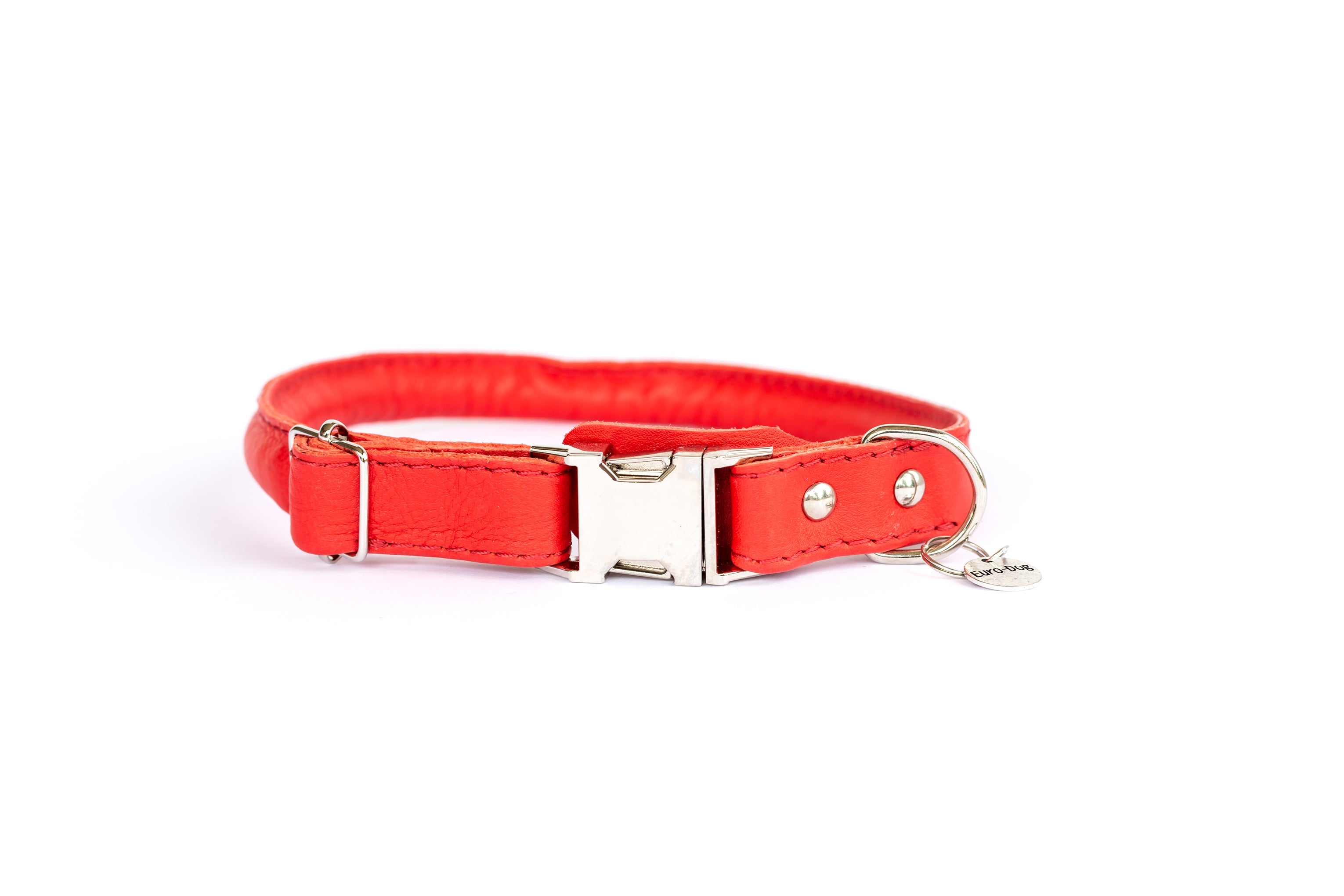 Rolled Style Red Leather Quick - Release Dog Collar - Boske.store