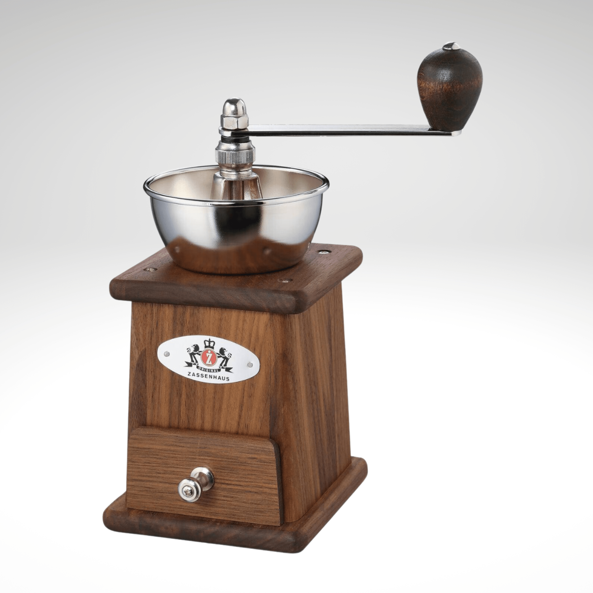 "Santos" Coffee Mill, Walnut, 4.5" x 4.2" x 9.25" - Boske.store