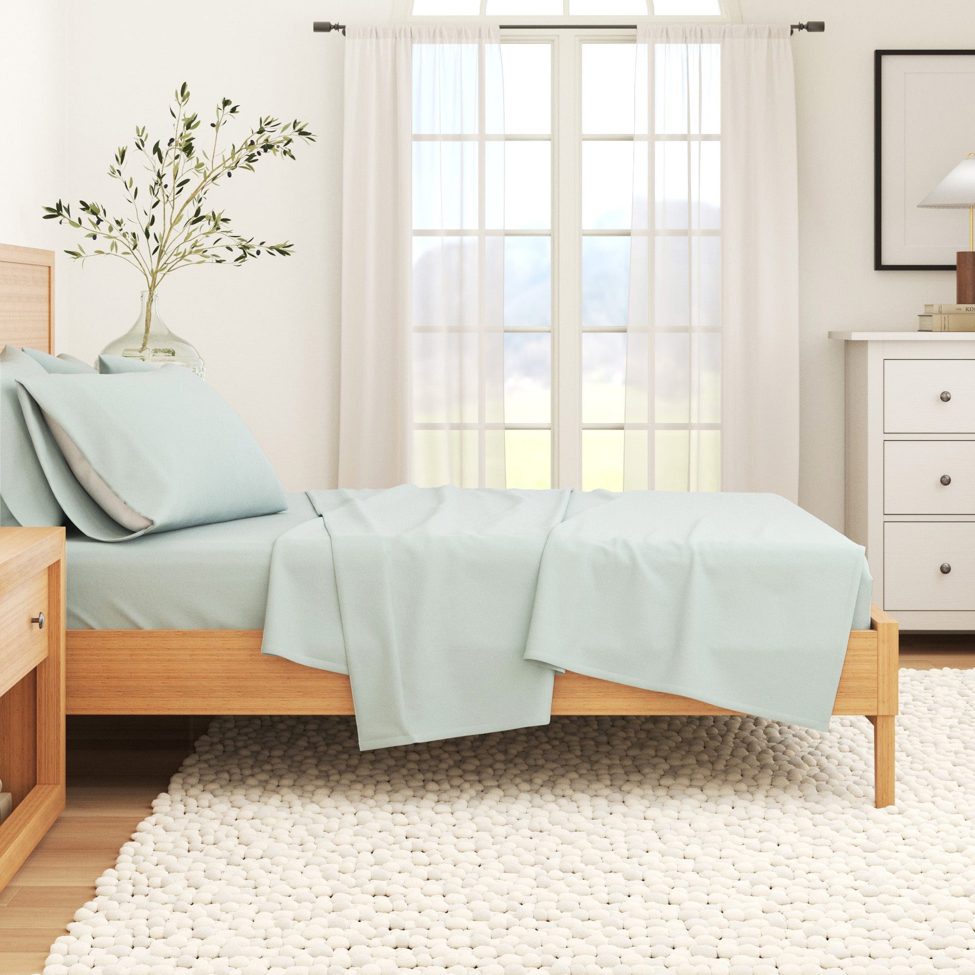 4 - Piece Cotton Solid Flannel Sheet - Nordic Collection - Boske.store