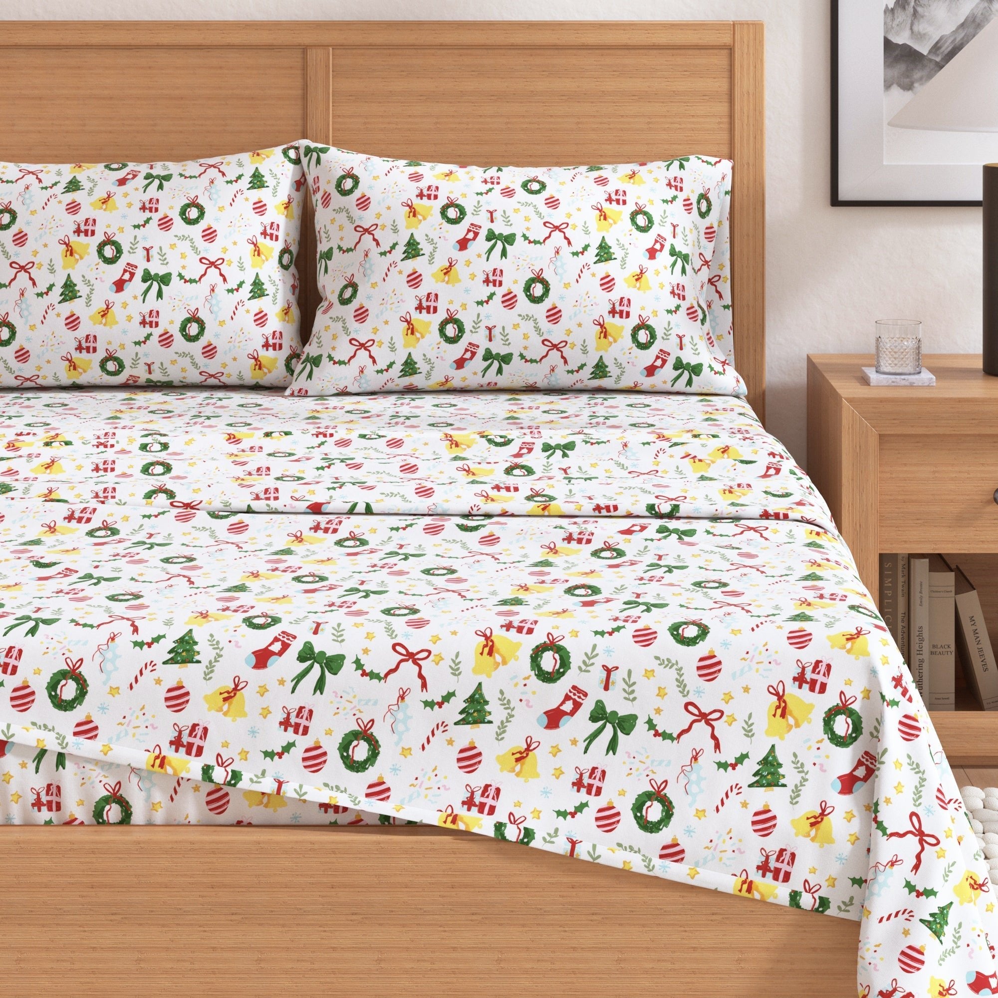 4 - Piece Turkish Cotton Christmas Flannel Sheet - Whittaker Collection - Boske.store