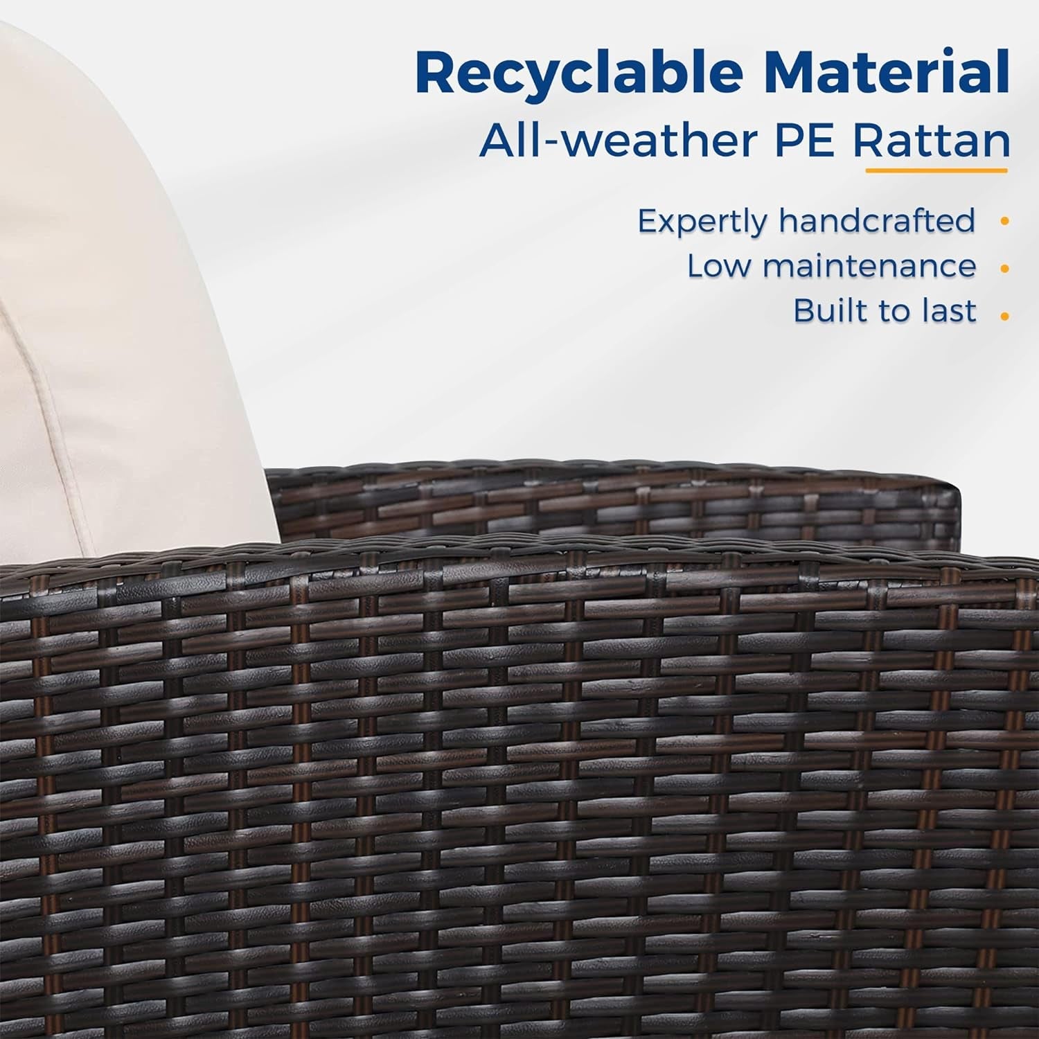 4 Piece Outdoor Wicker Patio Furniture Set Brown Cushions