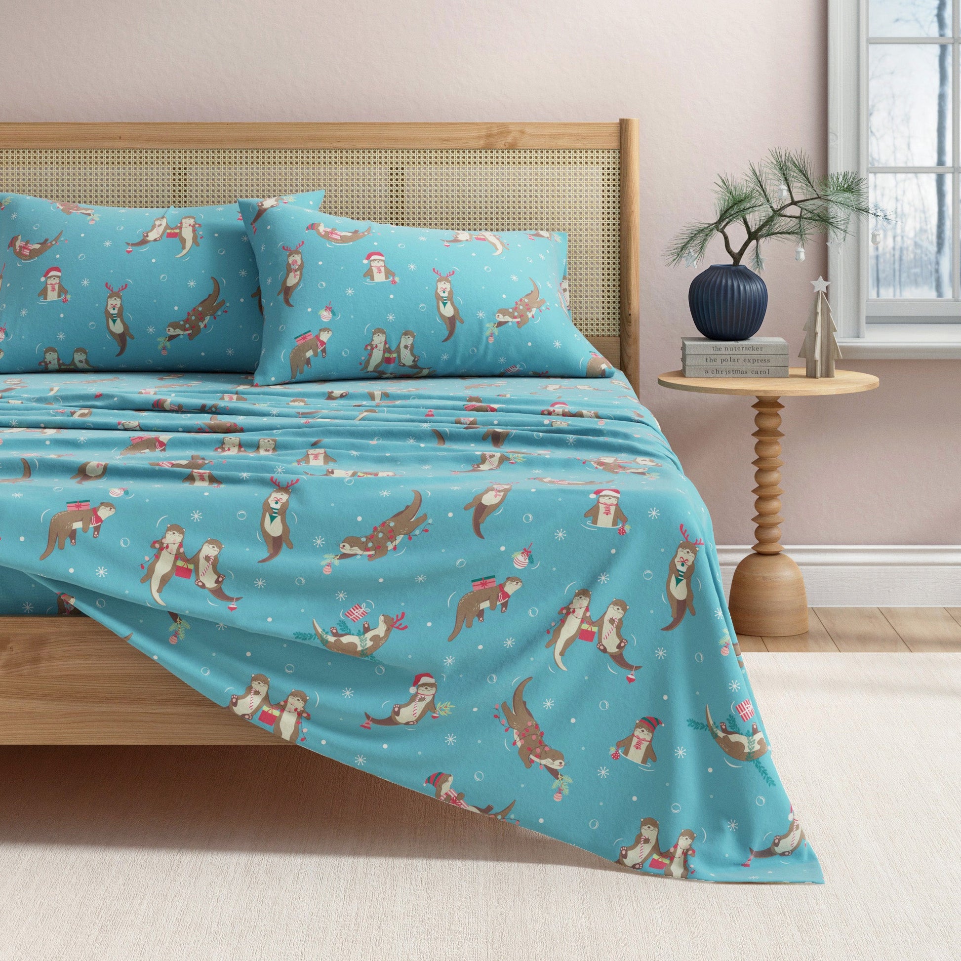 4 - Piece Turkish Cotton Christmas Flannel Sheet - Whittaker Collection - Boske.store