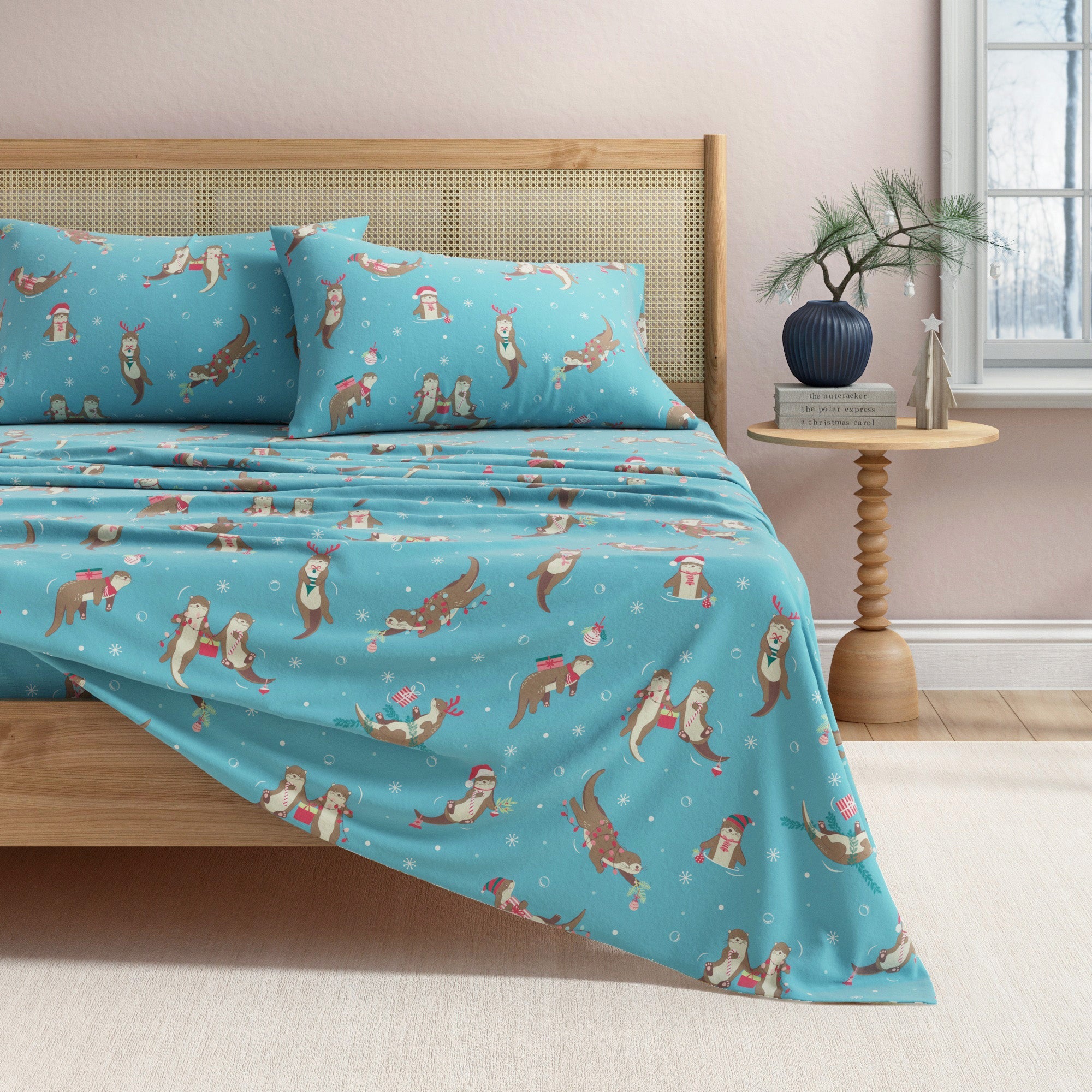 4 - Piece Turkish Cotton Christmas Flannel Sheet - Whittaker Collection - Boske.store