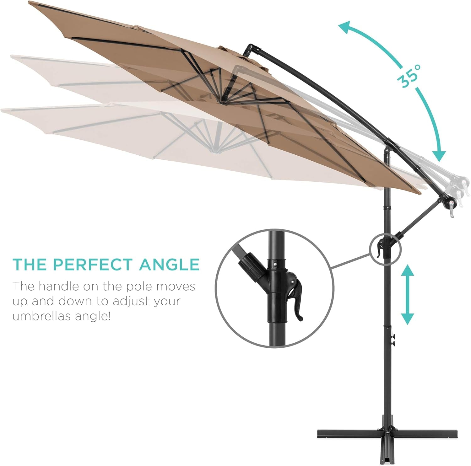 10 Ft Offset Patio Umbrella With Easy Tilt Adjustment And 8 Ribs