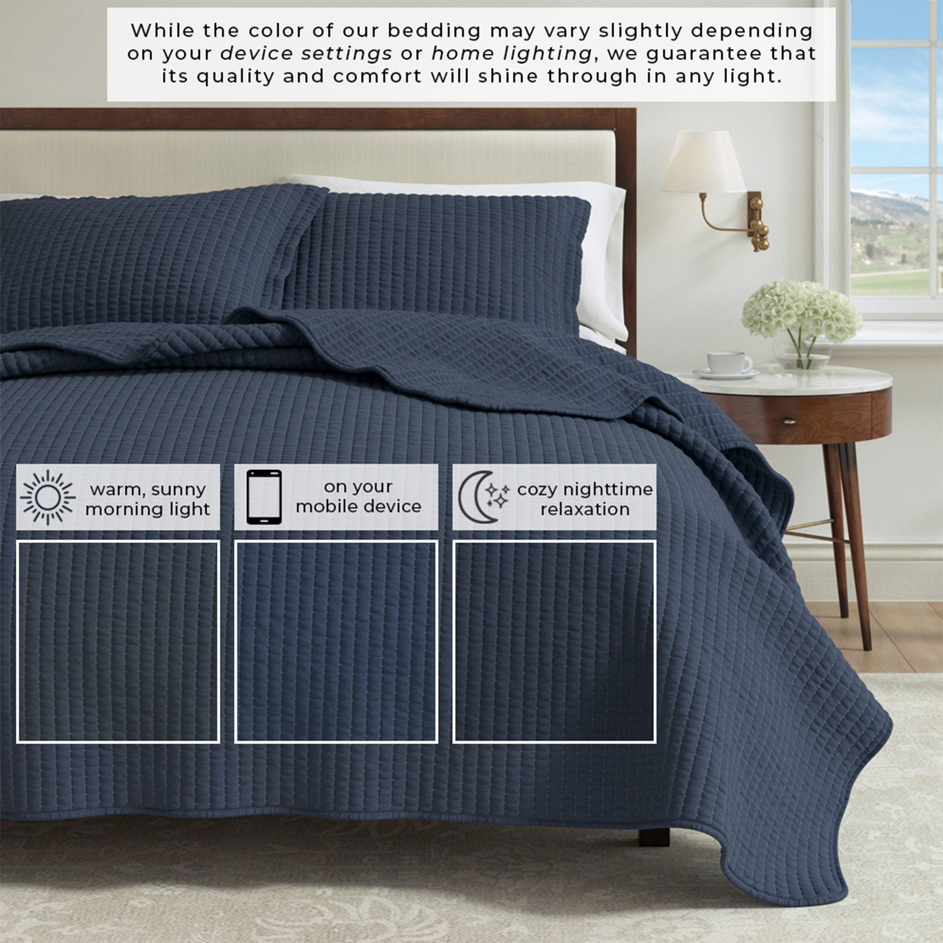 3 - Piece Solid Quilt - Alicia Collection - Boske.store
