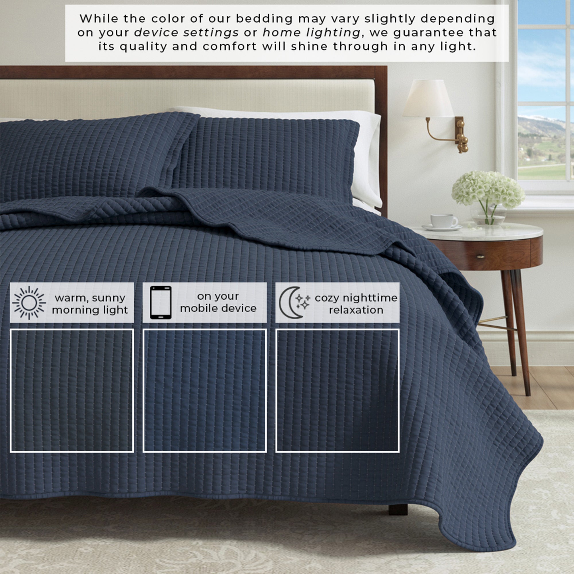 3 - Piece Solid Quilt - Alicia Collection - Boske.store