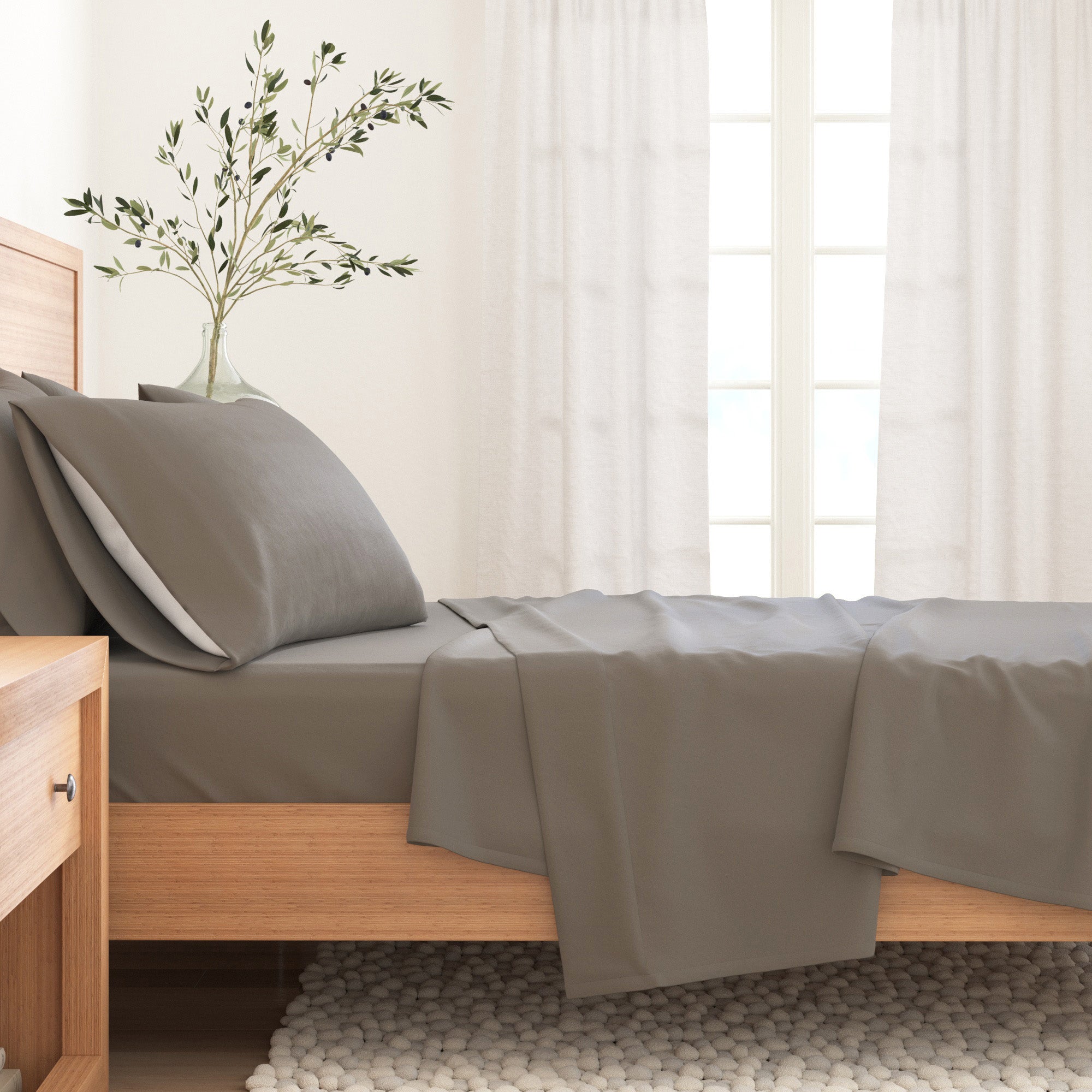4 - Piece Cotton Solid Flannel Sheet - Nordic Collection - Boske.store