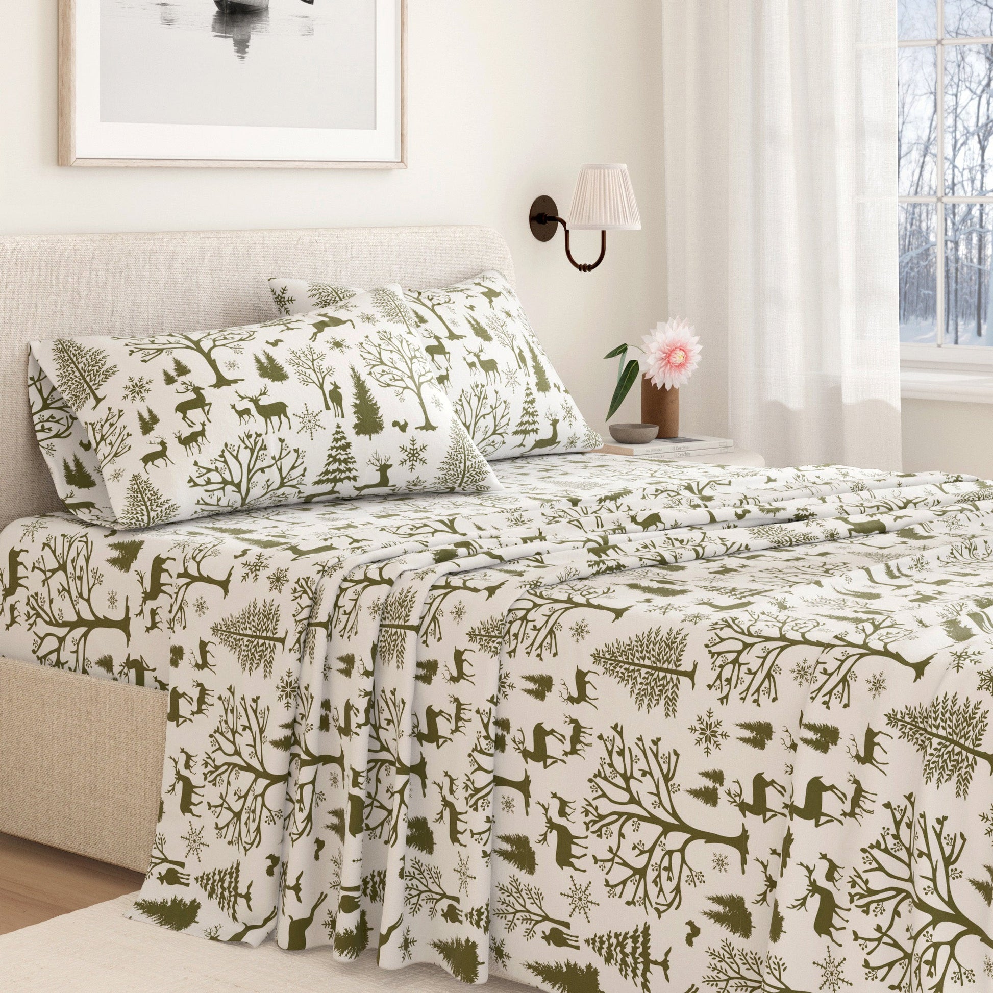 4 - Piece Turkish Cotton Flannel Sheet - Lakeview Collection - Boske.store