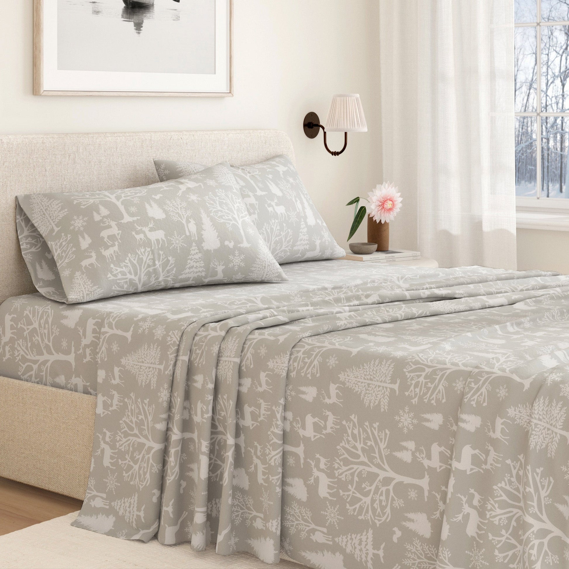 4 - Piece Turkish Cotton Flannel Sheet - Lakeview Collection - Boske.store