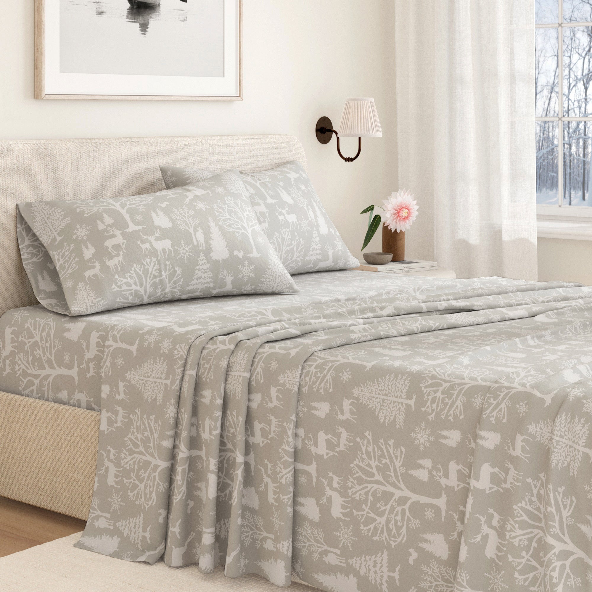 4 - Piece Turkish Cotton Flannel Sheet - Lakeview Collection - Boske.store