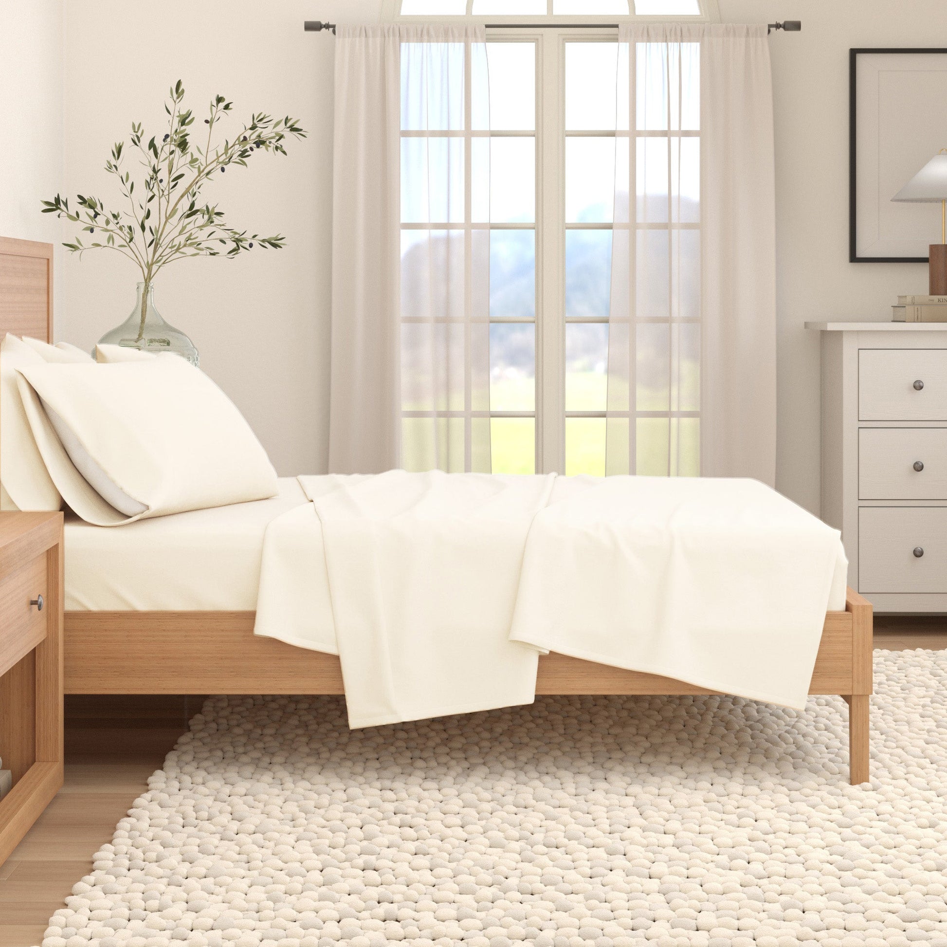 4 - Piece Cotton Solid Flannel Sheet - Nordic Collection - Boske.store
