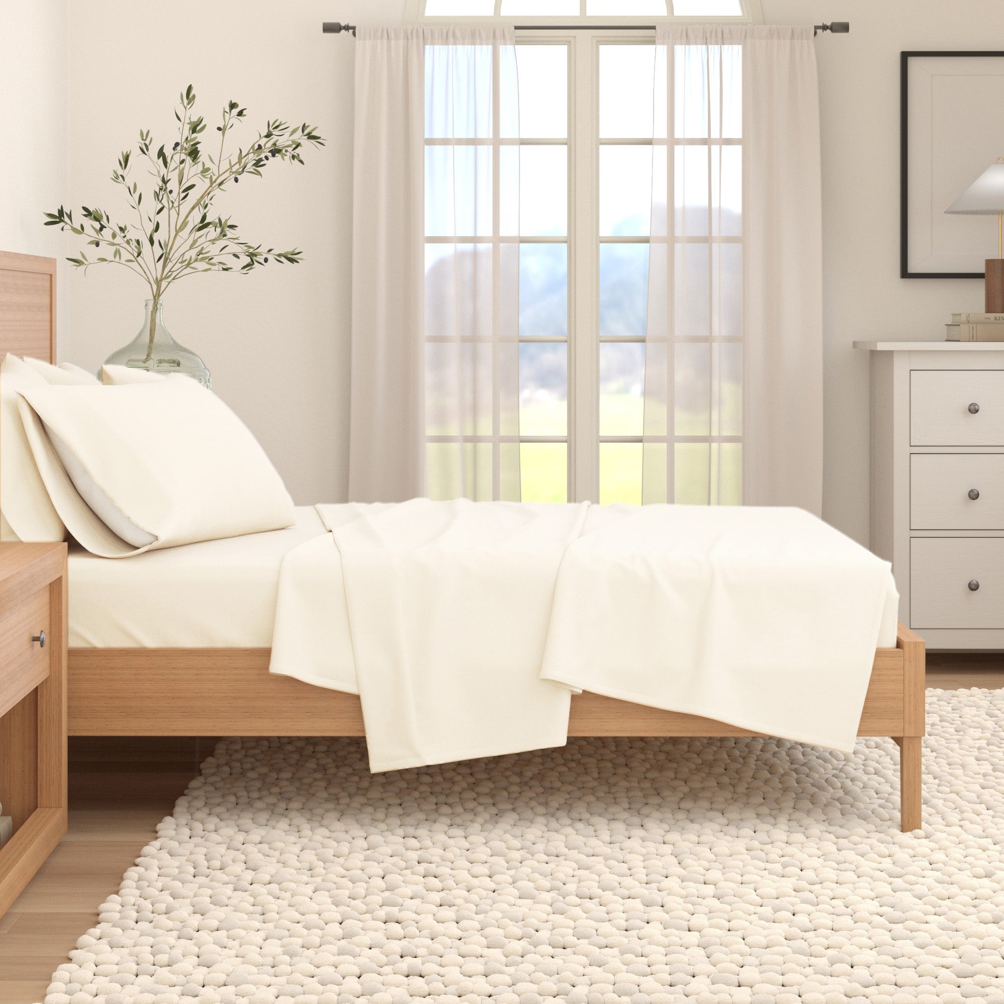 4 - Piece Cotton Solid Flannel Sheet - Nordic Collection - Boske.store