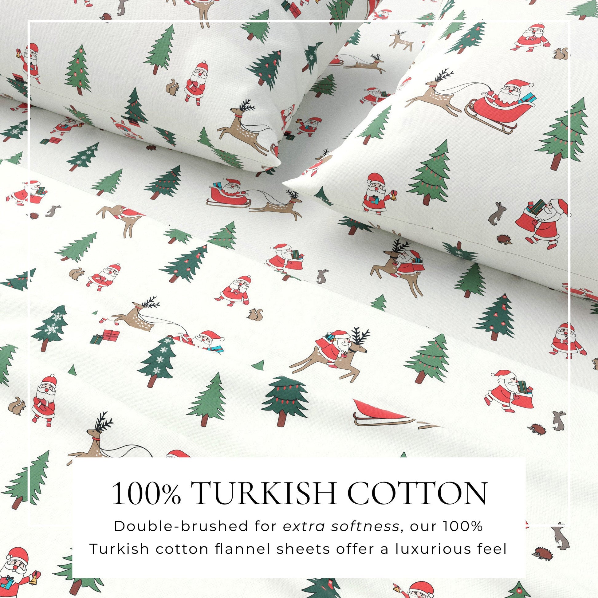 4 - Piece Turkish Cotton Christmas Flannel Sheet - Whittaker Collection - Boske.store