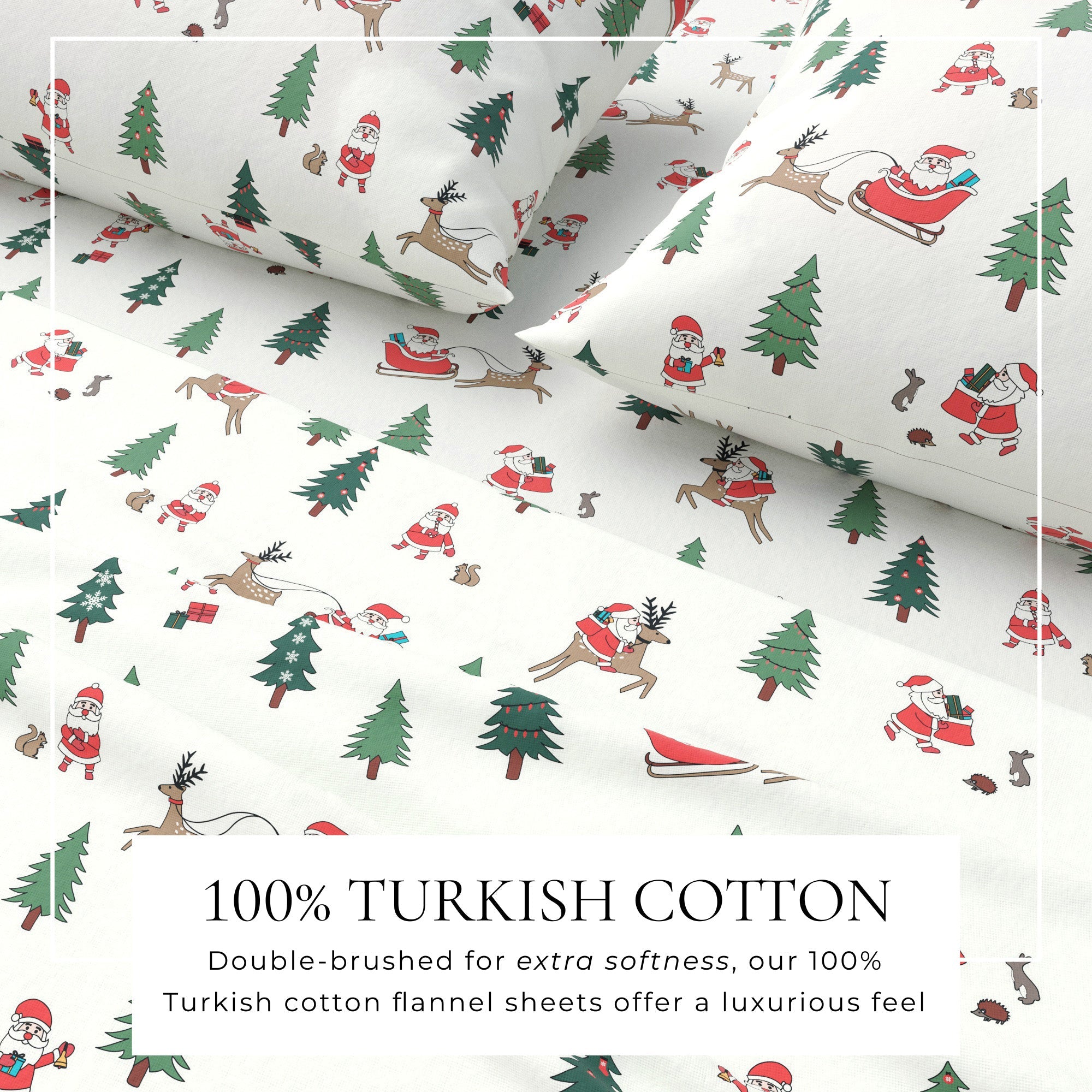 4 - Piece Turkish Cotton Christmas Flannel Sheet - Whittaker Collection - Boske.store