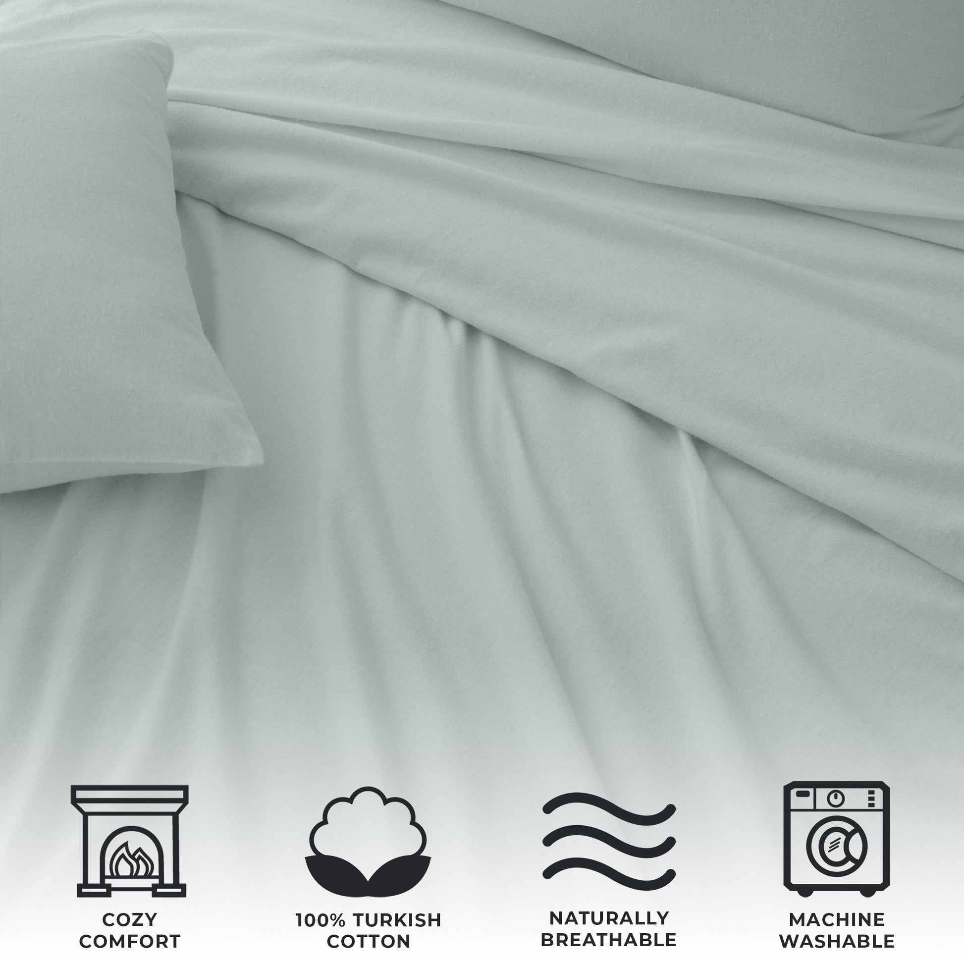 4 - Piece Turkish Cotton Flannel Sheet - Raye Collection - Boske.store