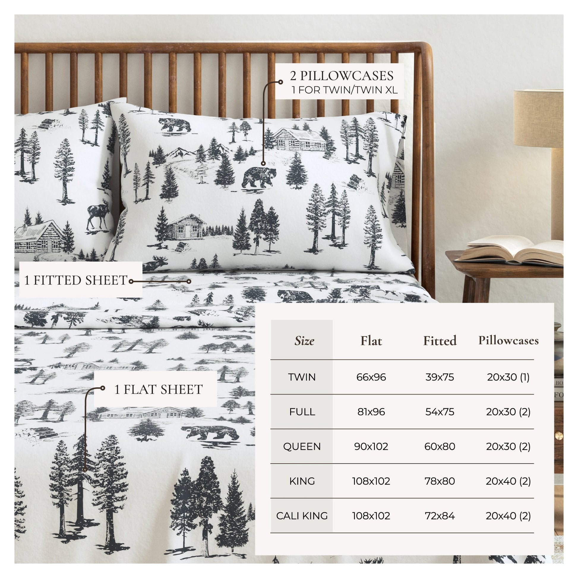 4 - Piece Turkish Cotton Flannel Sheet - Lakeview Collection - Boske.store
