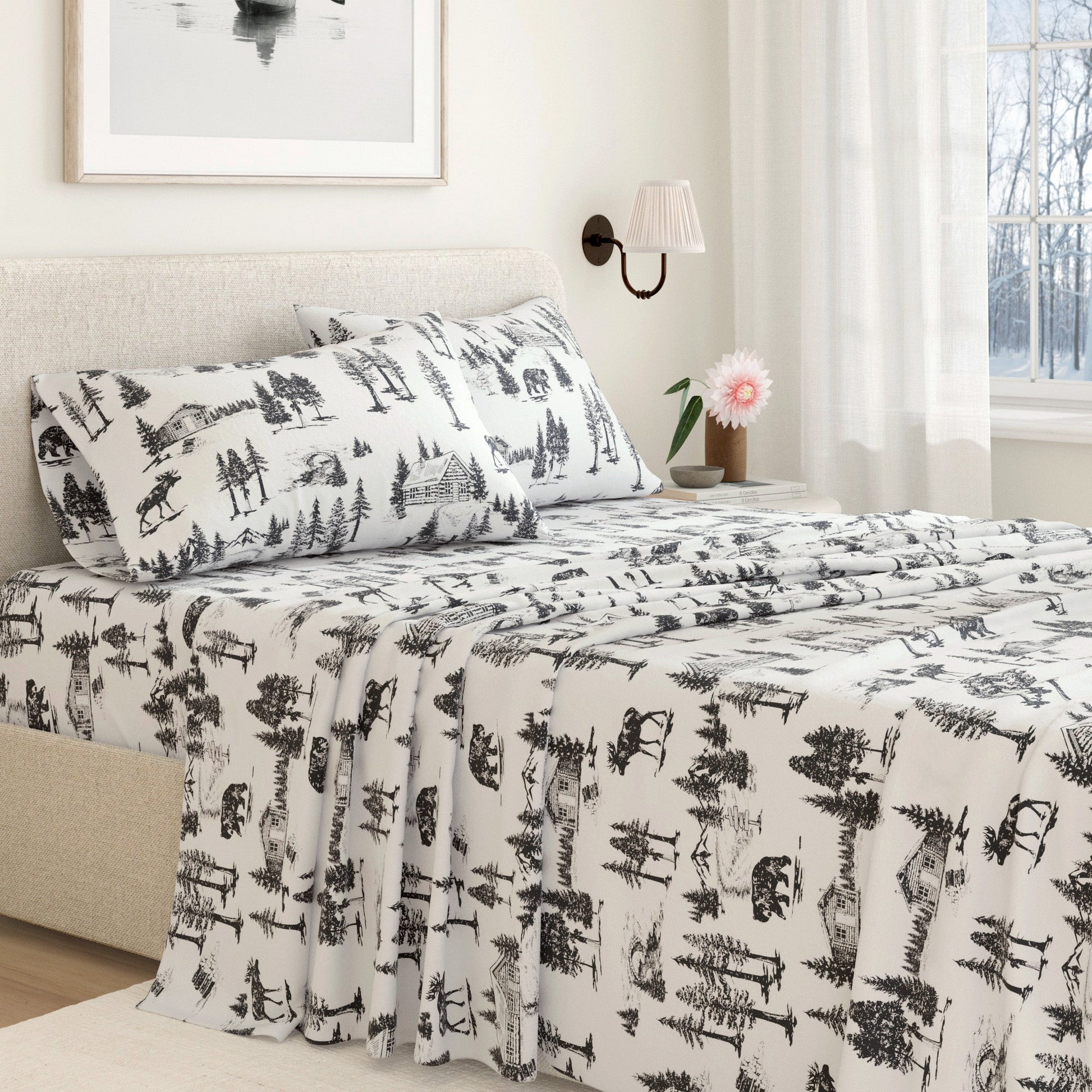 4 - Piece Turkish Cotton Flannel Sheet - Lakeview Collection - Boske.store