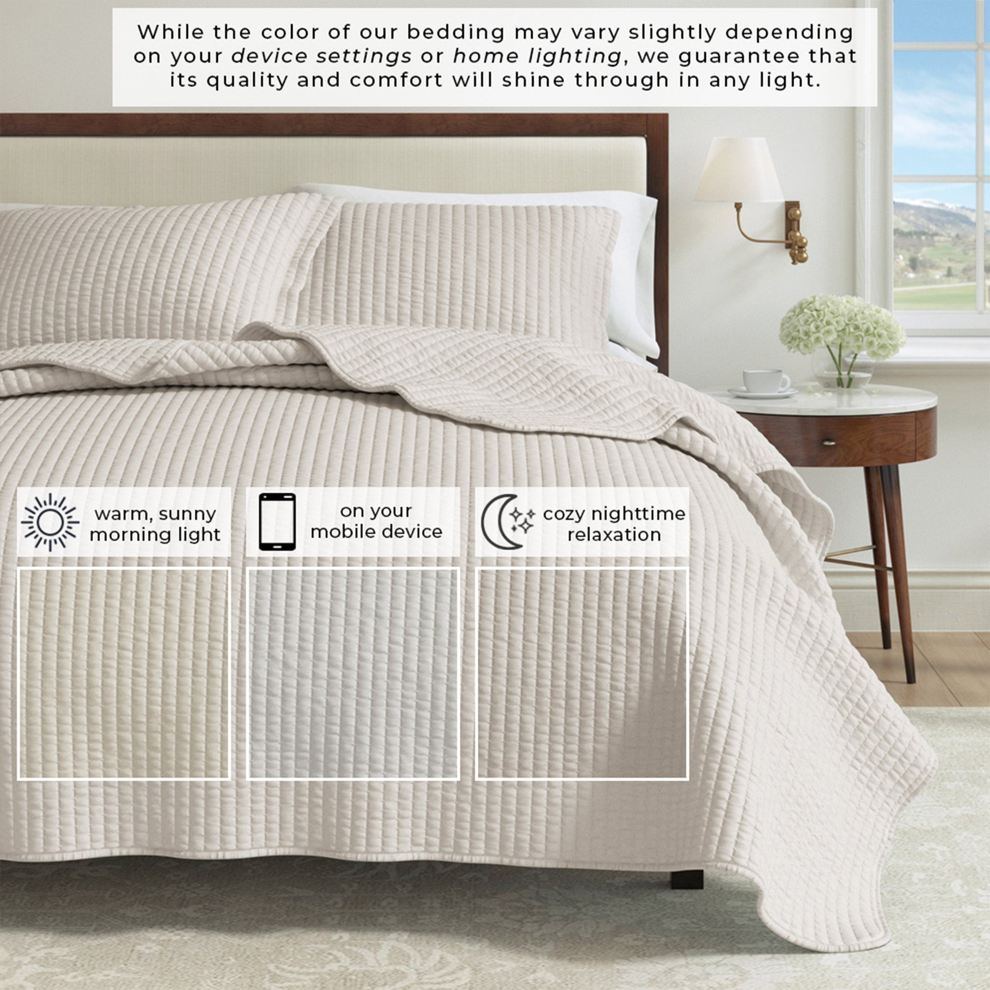 3 - Piece Solid Quilt - Alicia Collection - Boske.store