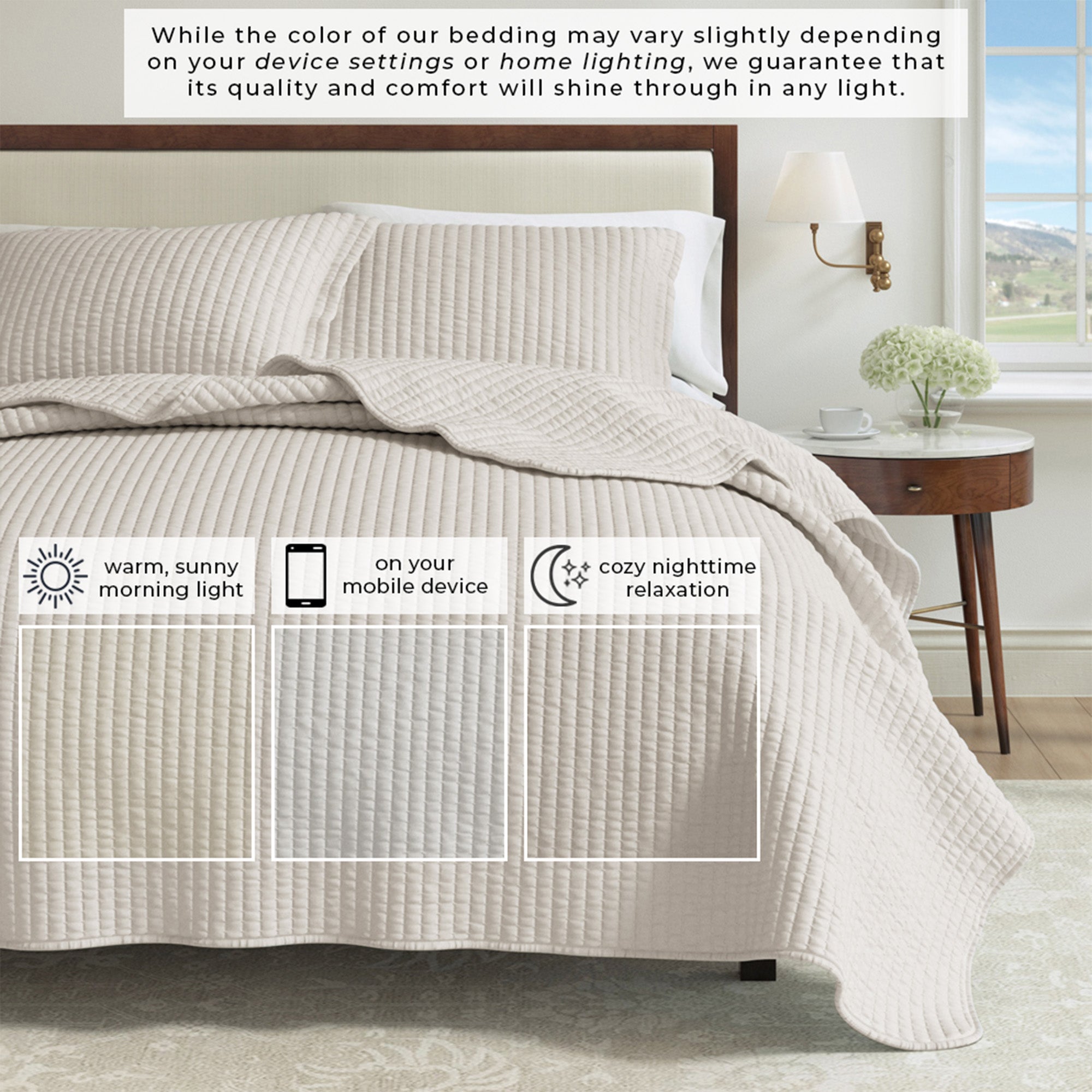3 - Piece Solid Quilt - Alicia Collection - Boske.store