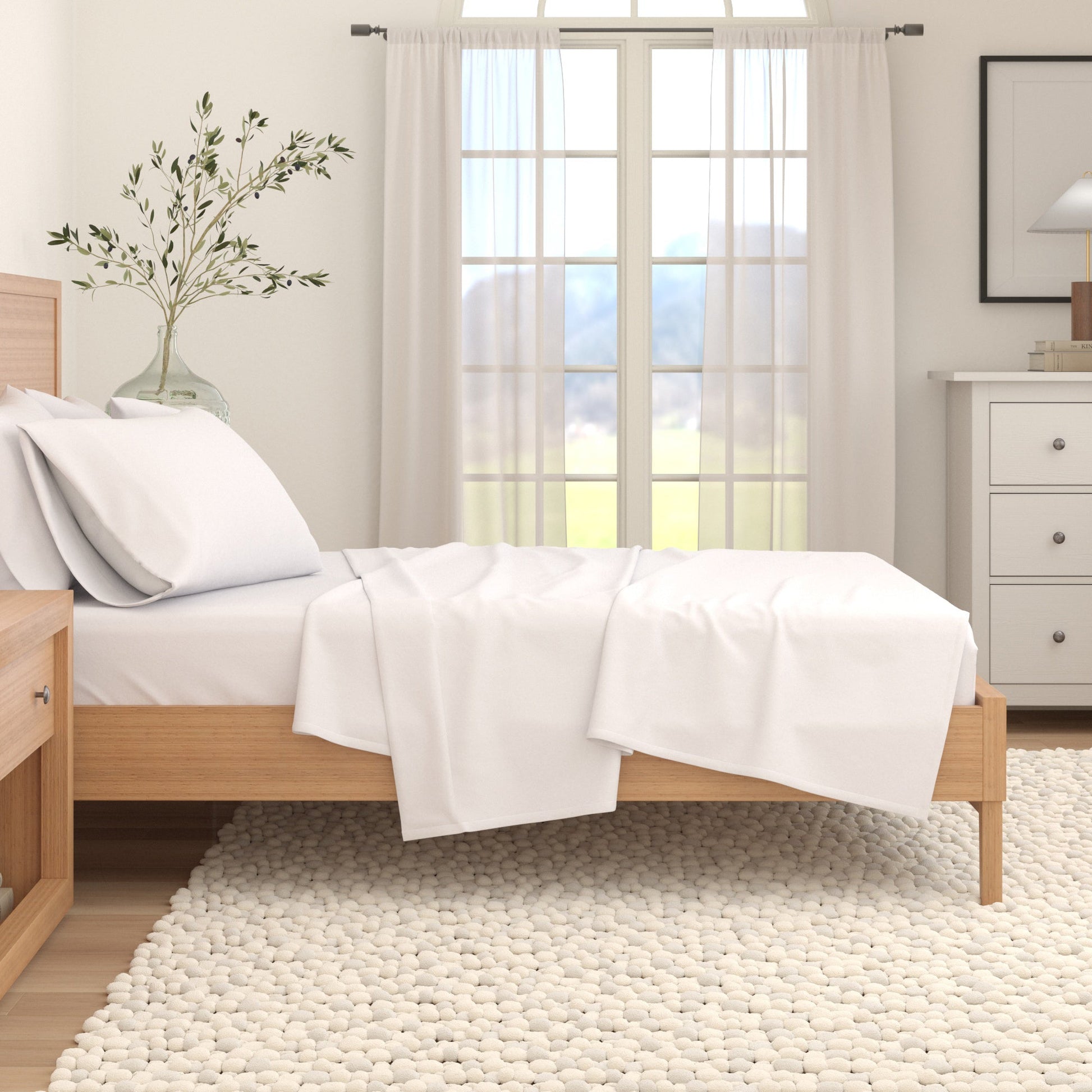 4 - Piece Cotton Solid Flannel Sheet - Nordic Collection - Boske.store