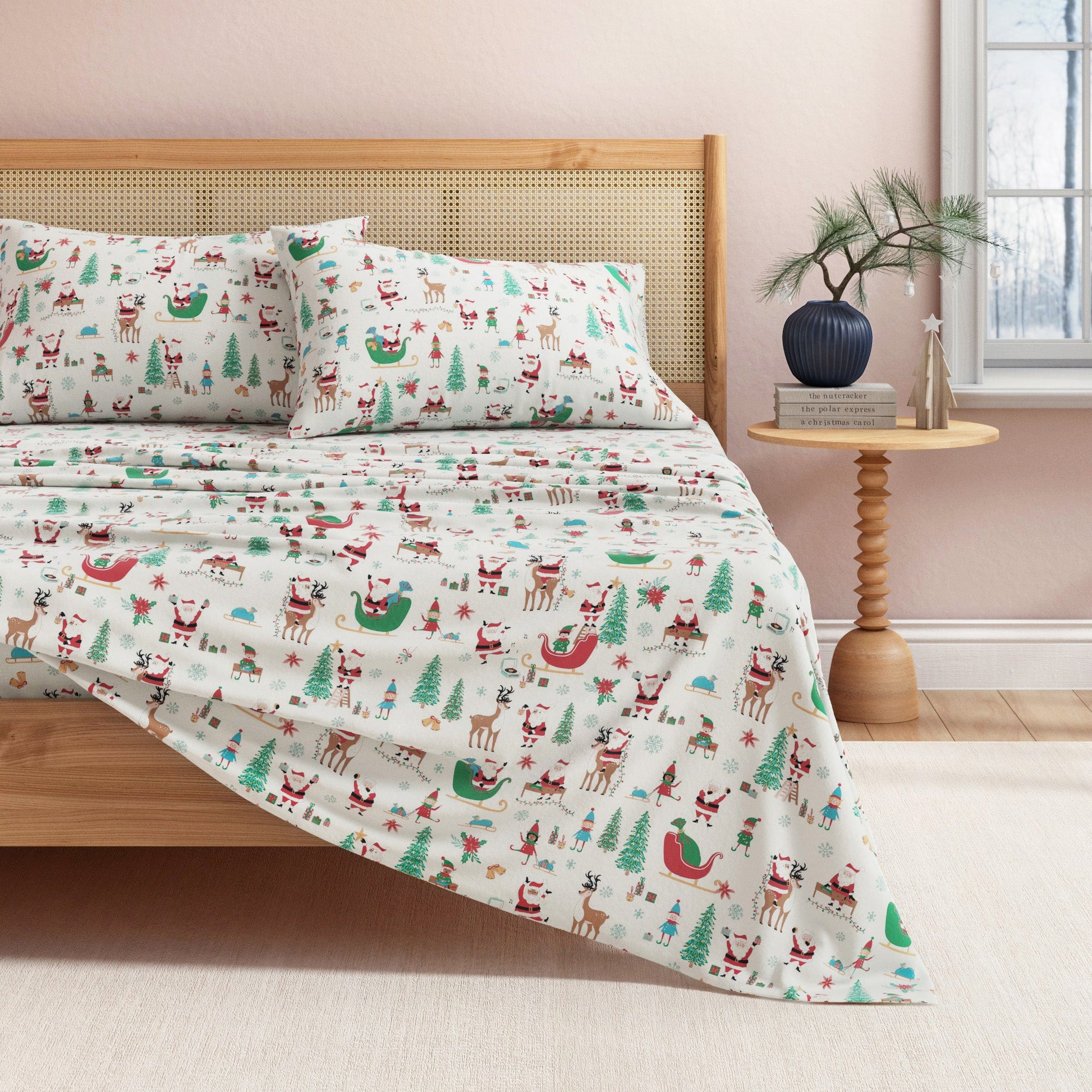 4 - Piece Turkish Cotton Christmas Flannel Sheet - Whittaker Collection - Boske.store