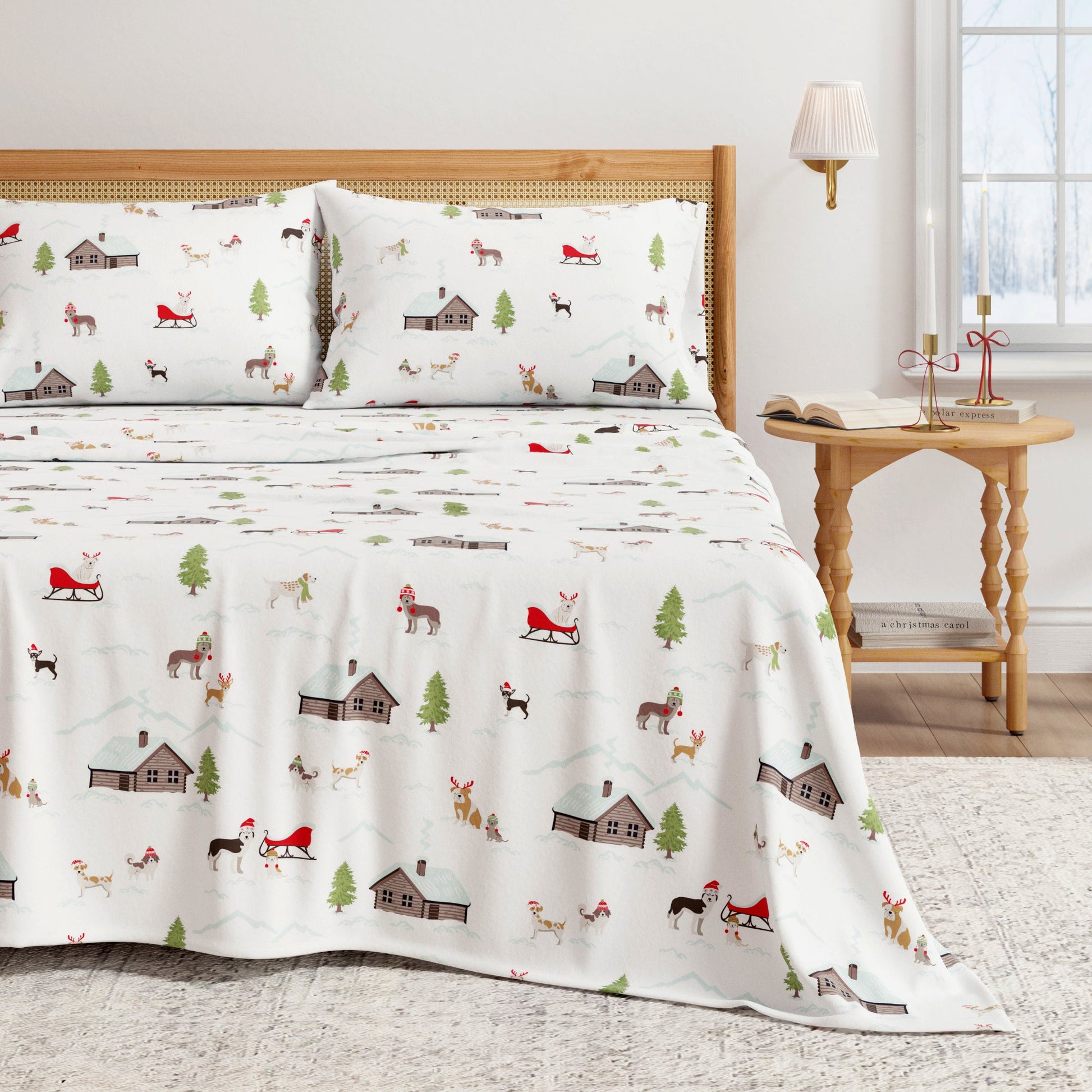 4 - Piece Turkish Cotton Christmas Flannel Sheet - Whittaker Collection - Boske.store