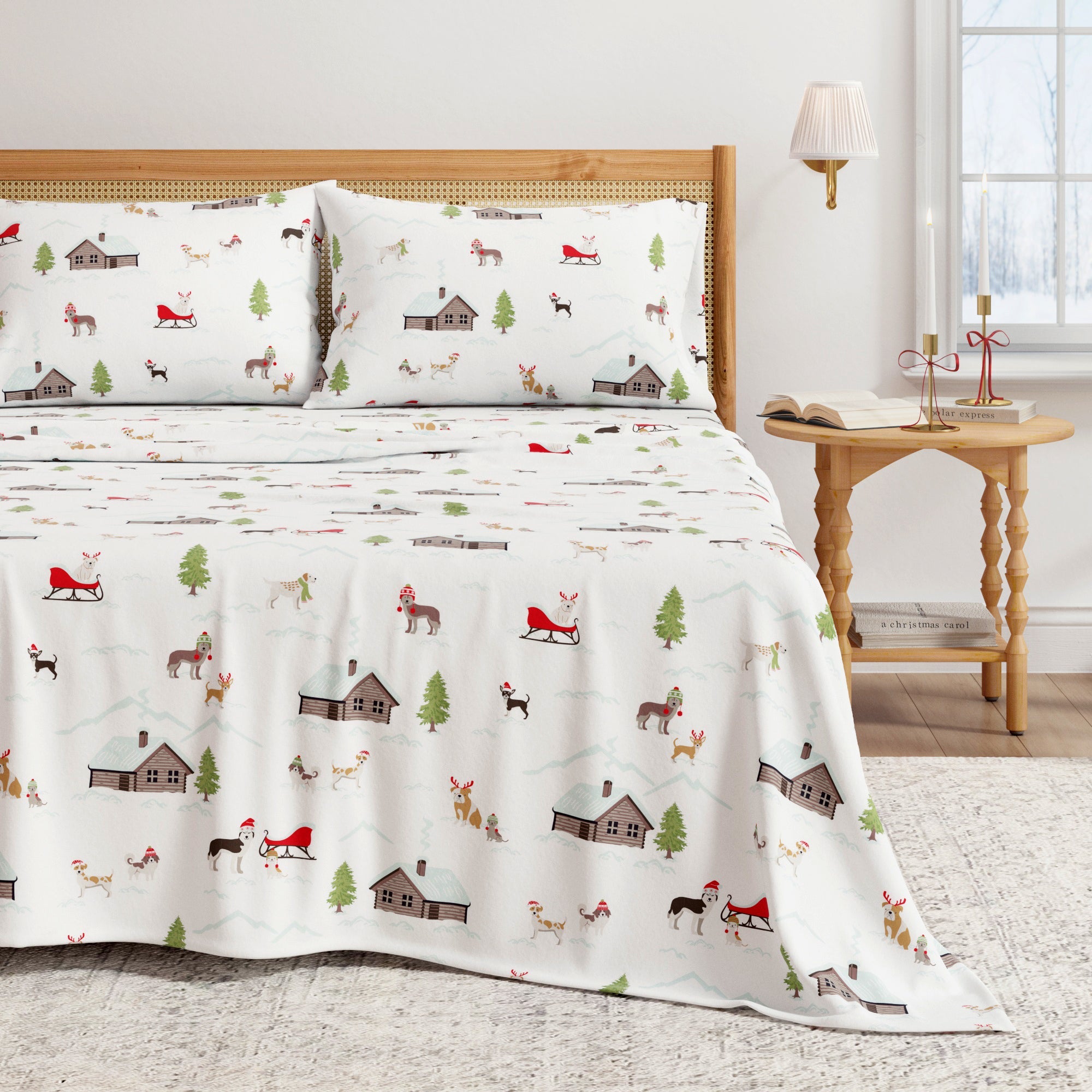 4 - Piece Turkish Cotton Christmas Flannel Sheet - Whittaker Collection - Boske.store