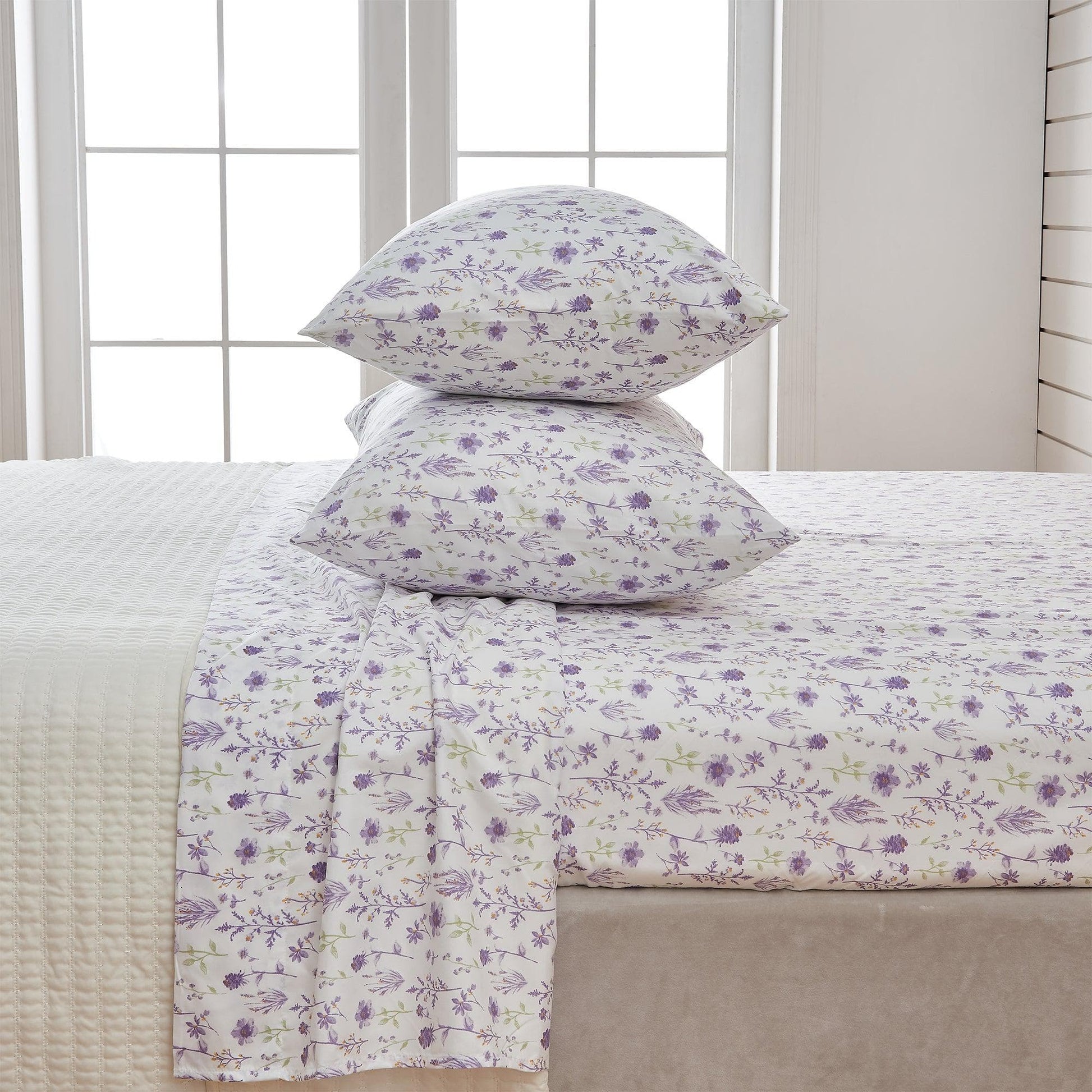 4 Piece Watercolor Floral Microfiber Sheet - Delia Collection - Boske.store