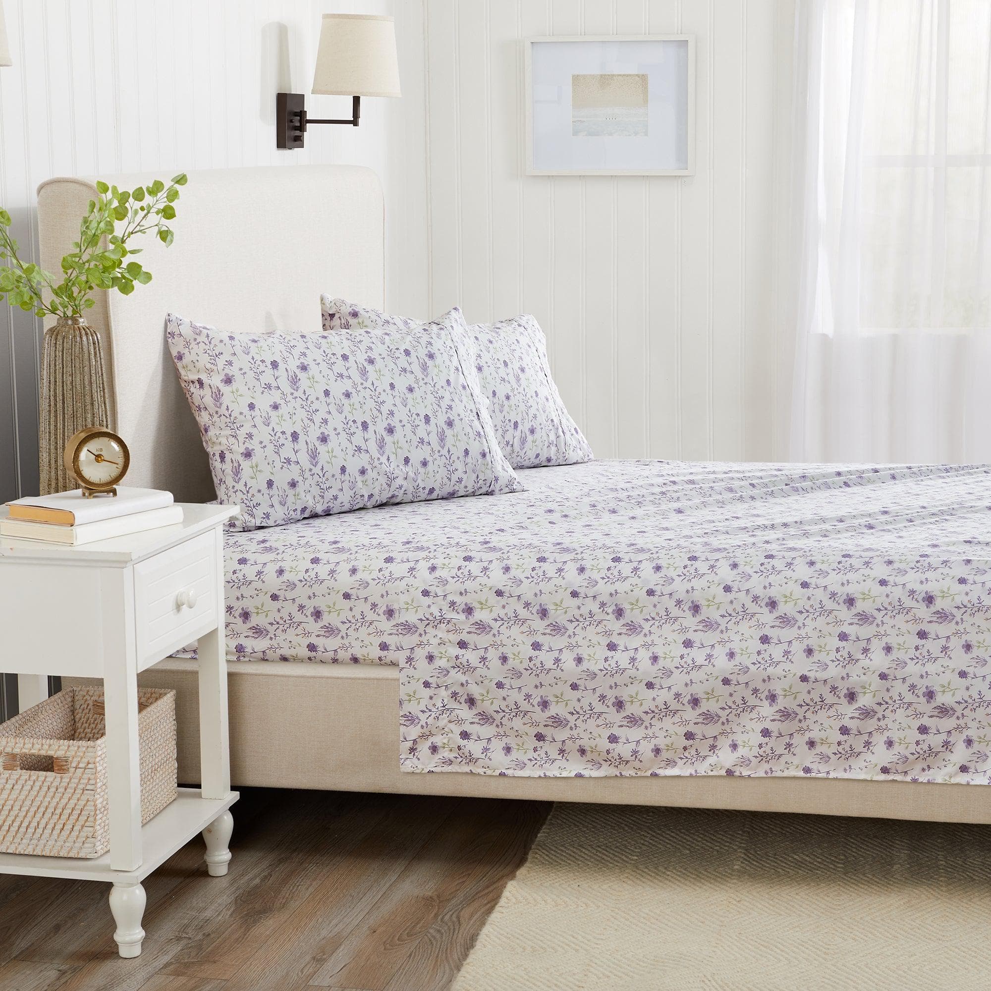 4 Piece Watercolor Floral Microfiber Sheet - Delia Collection - Boske.store