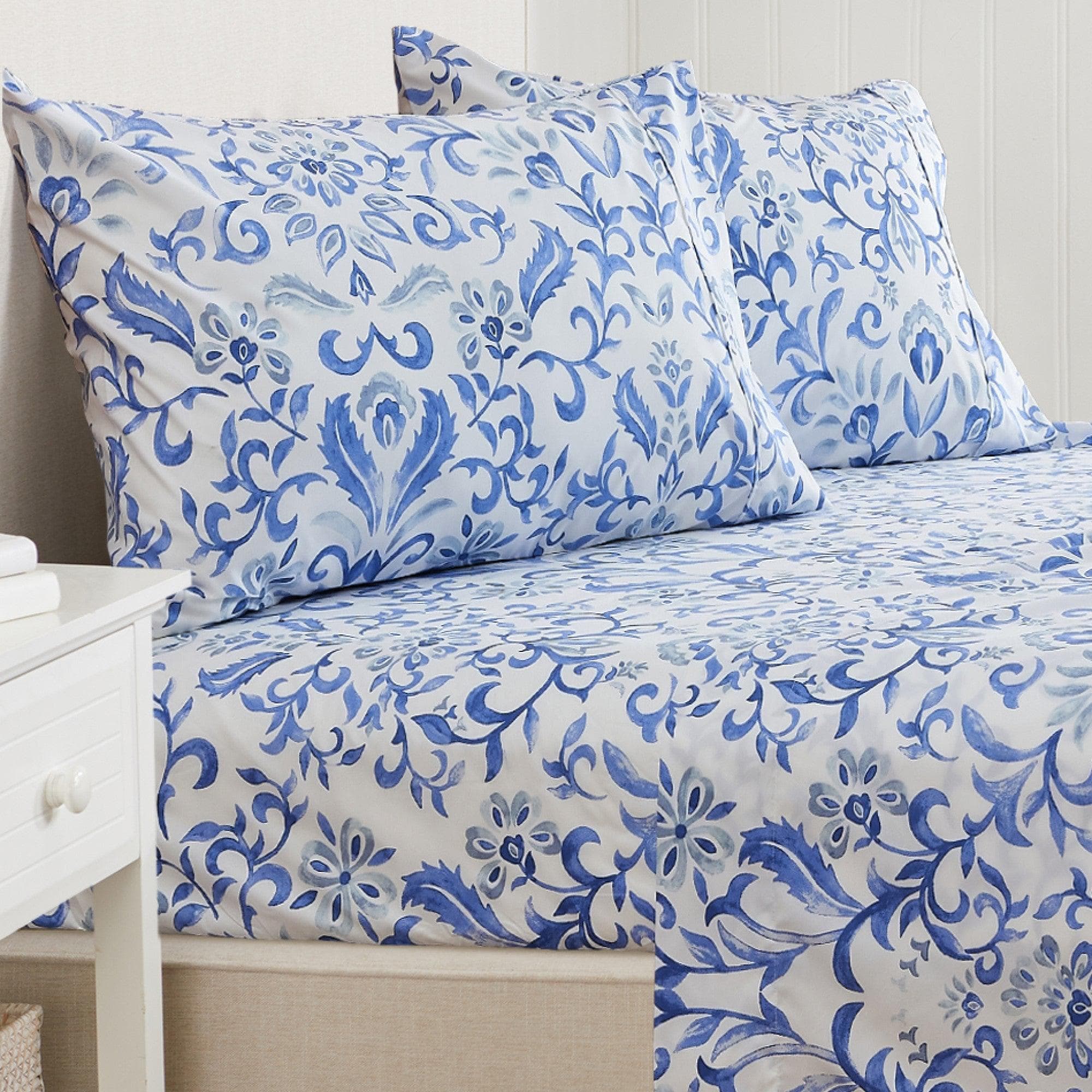 4 Piece Watercolor Floral Microfiber Sheet - Delia Collection - Boske.store