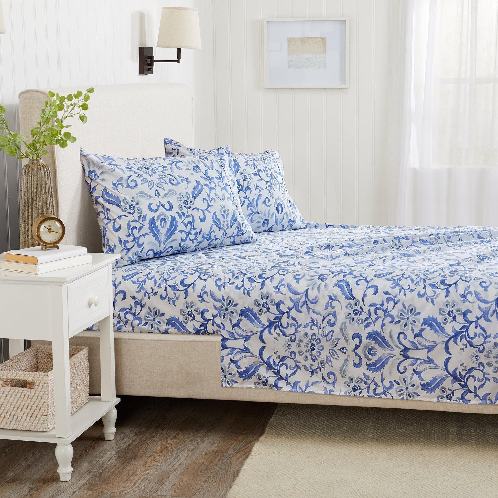 4 Piece Watercolor Floral Microfiber Sheet - Delia Collection - Boske.store