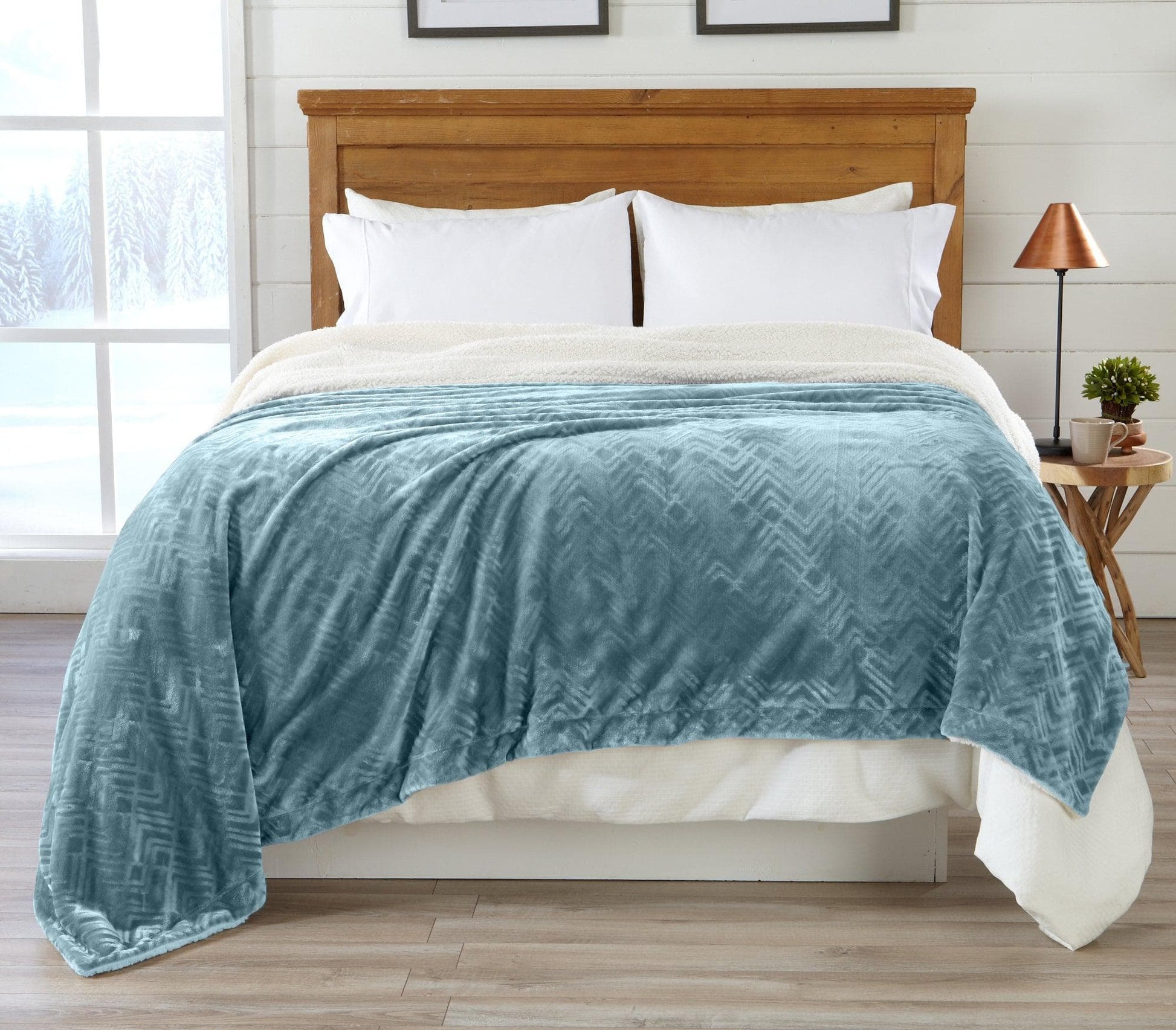 Velvet Plush Sherpa Luxury Bed Blanket - Cielo Collection - Boske.store