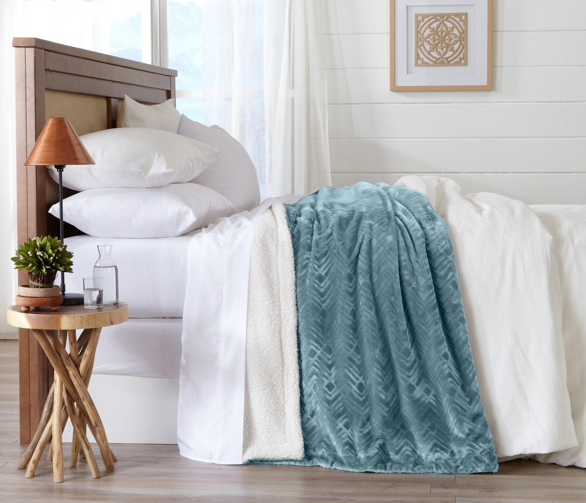Velvet Plush Sherpa Luxury Bed Blanket - Cielo Collection - Boske.store