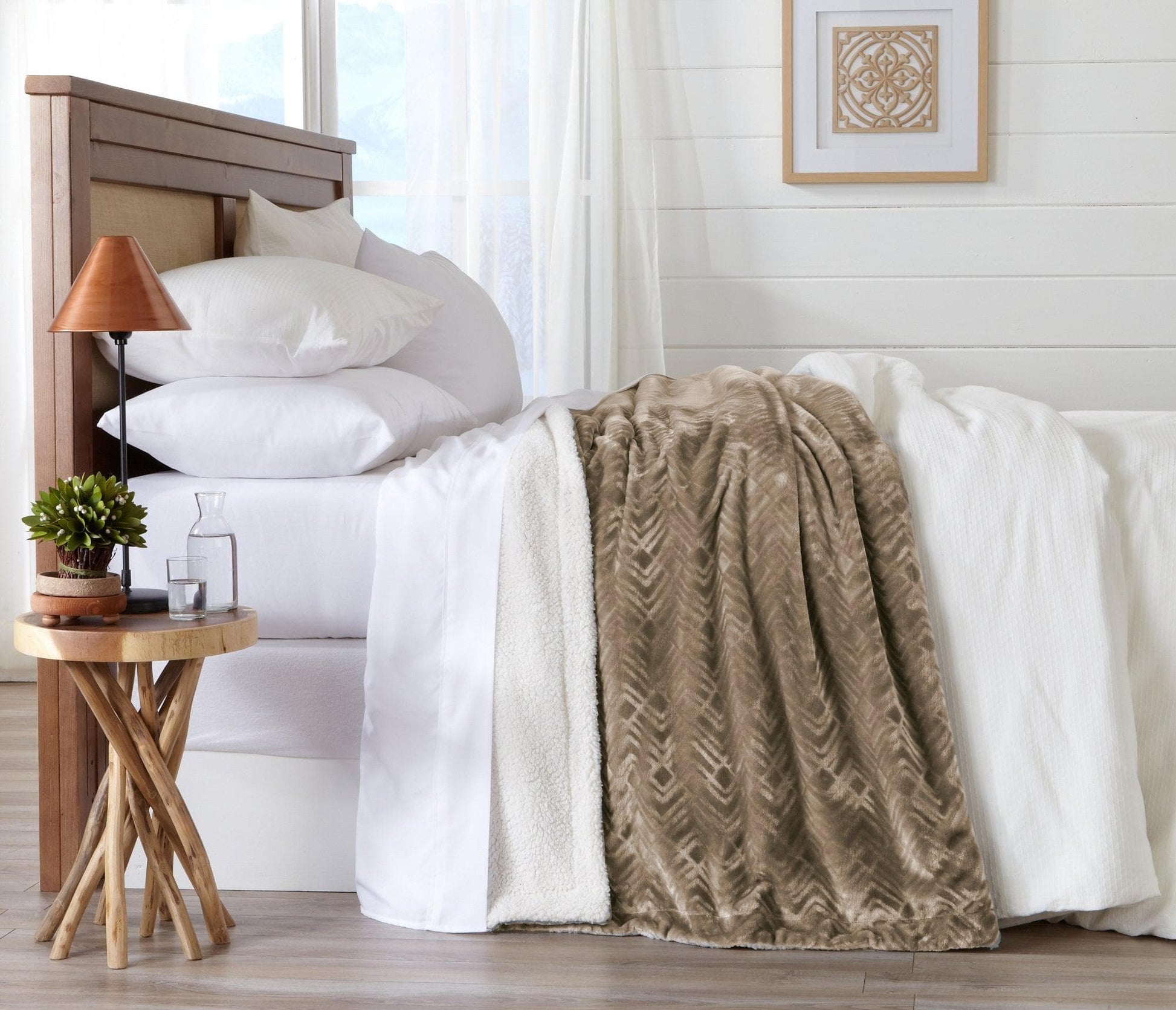 Velvet Plush Sherpa Luxury Bed Blanket - Cielo Collection - Boske.store