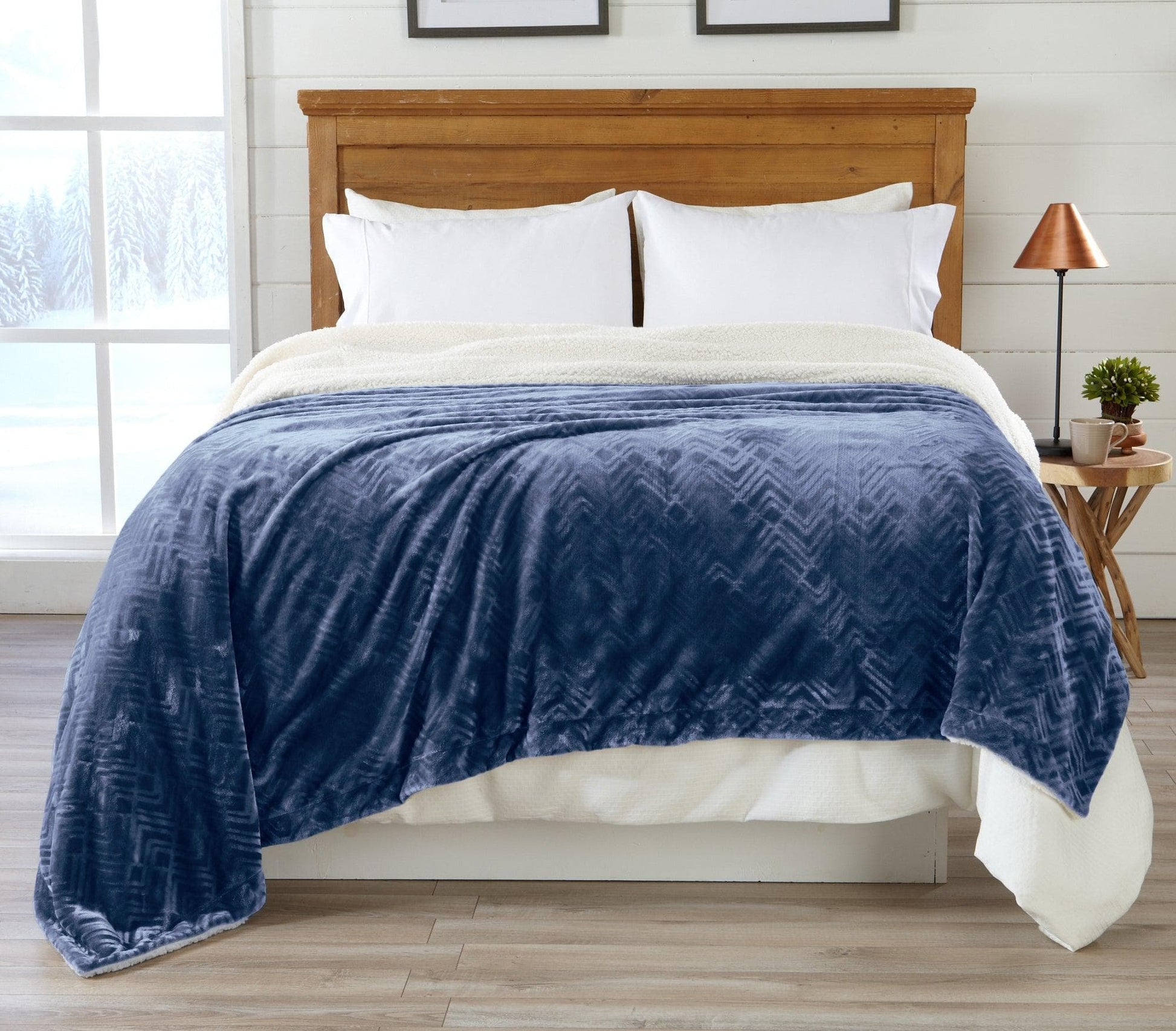 Velvet Plush Sherpa Luxury Bed Blanket - Cielo Collection - Boske.store