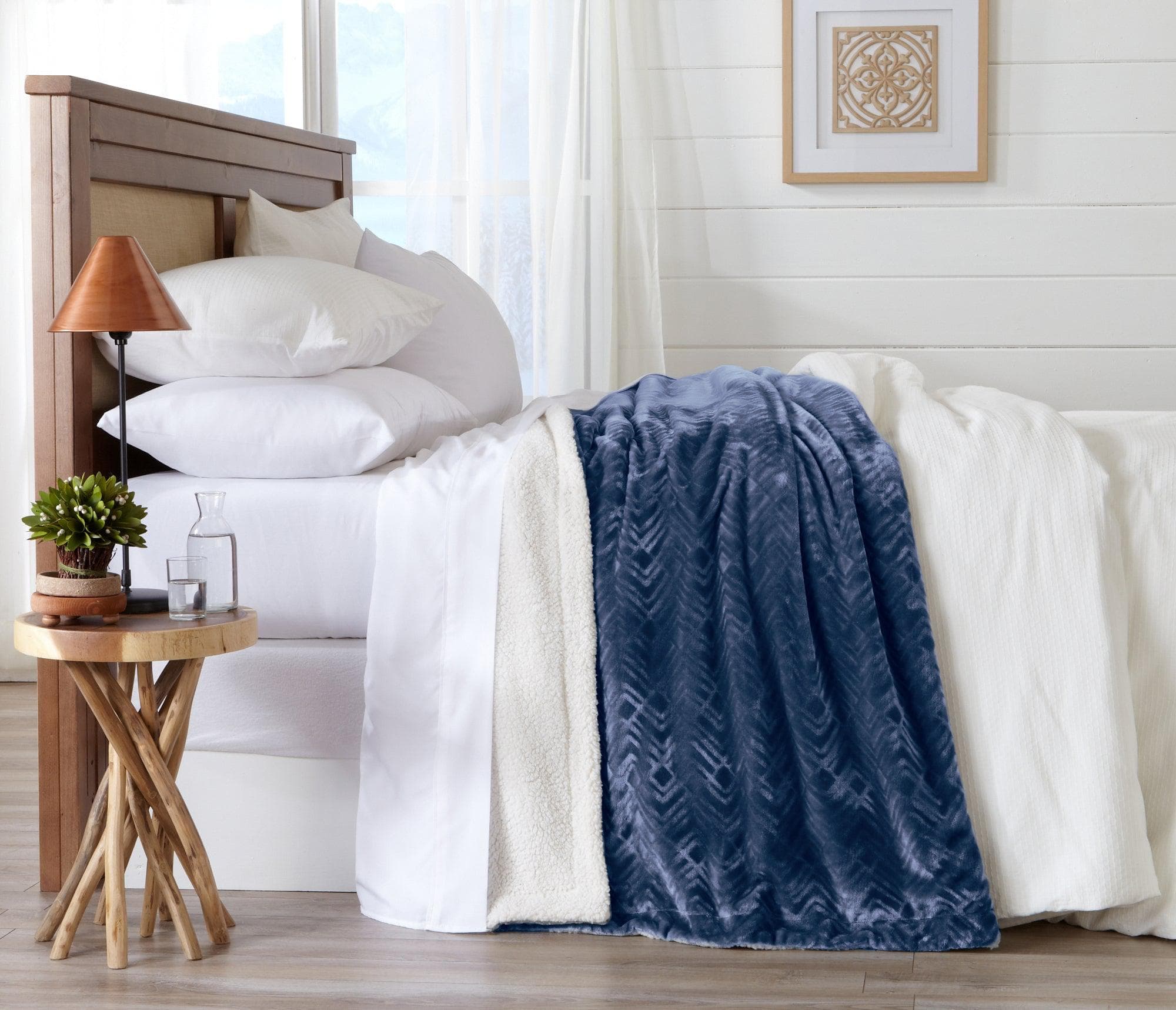 Velvet Plush Sherpa Luxury Bed Blanket - Cielo Collection - Boske.store