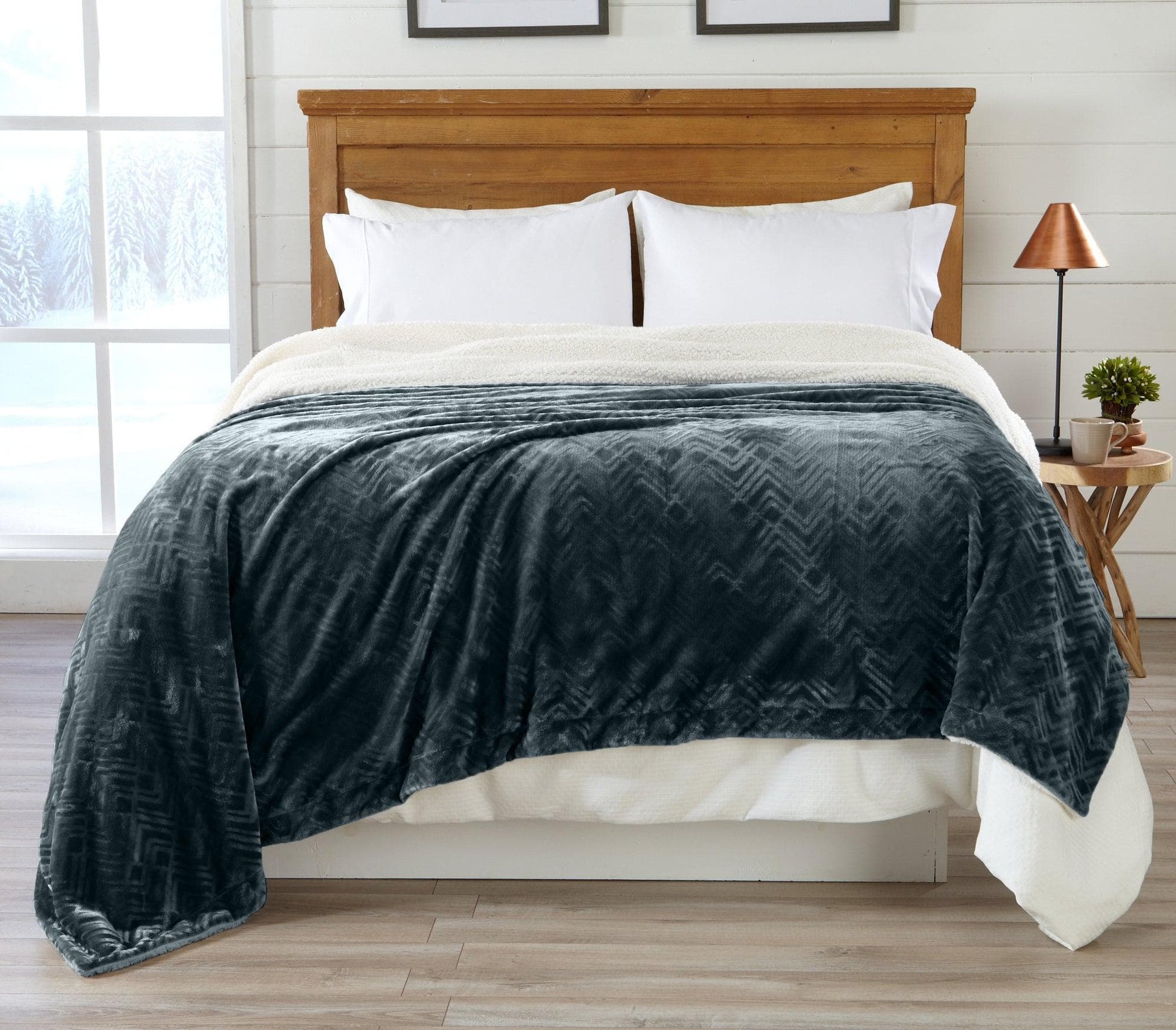 Velvet Plush Sherpa Luxury Bed Blanket - Cielo Collection - Boske.store