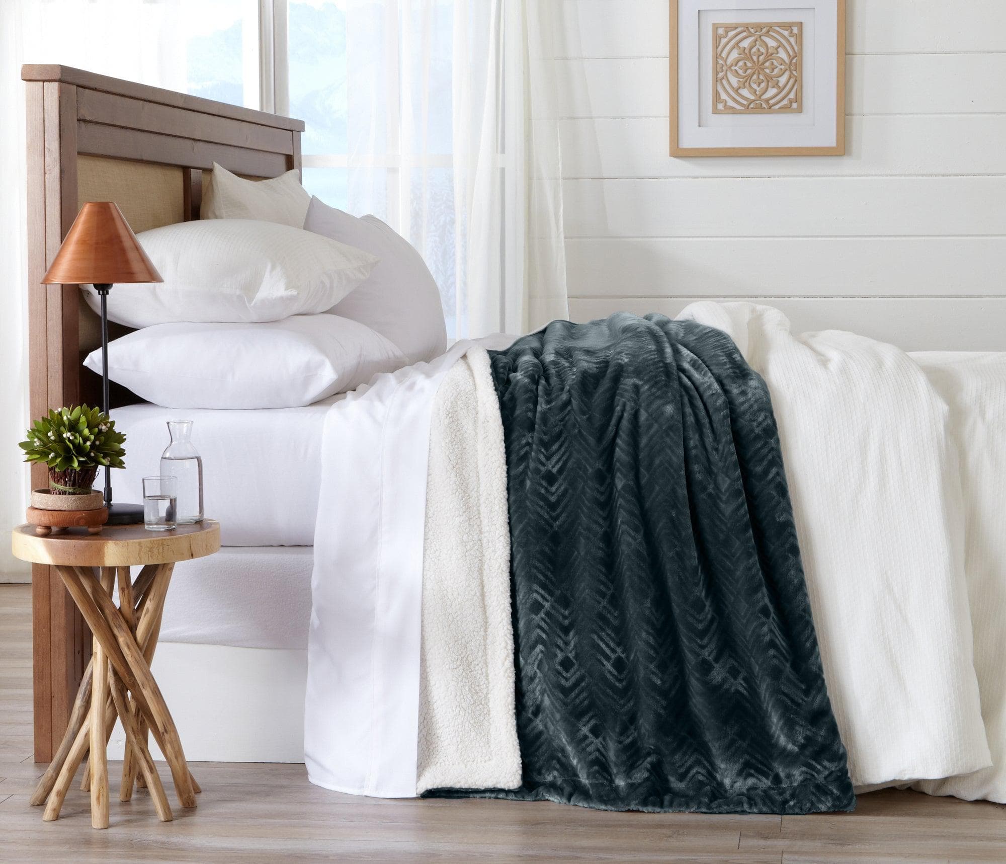 Velvet Plush Sherpa Luxury Bed Blanket - Cielo Collection - Boske.store