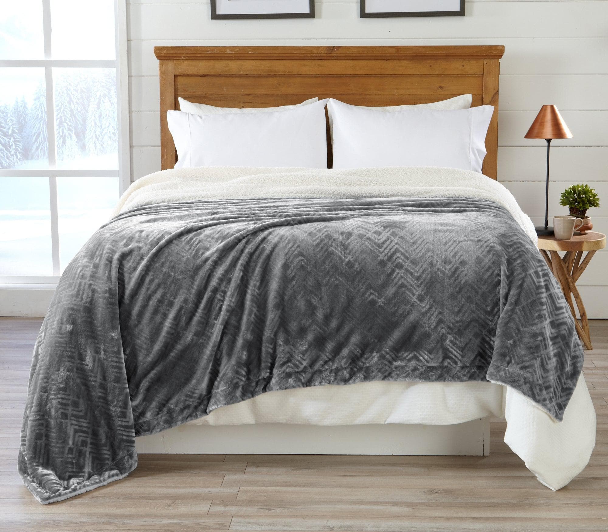 Velvet Plush Sherpa Luxury Bed Blanket - Cielo Collection - Boske.store